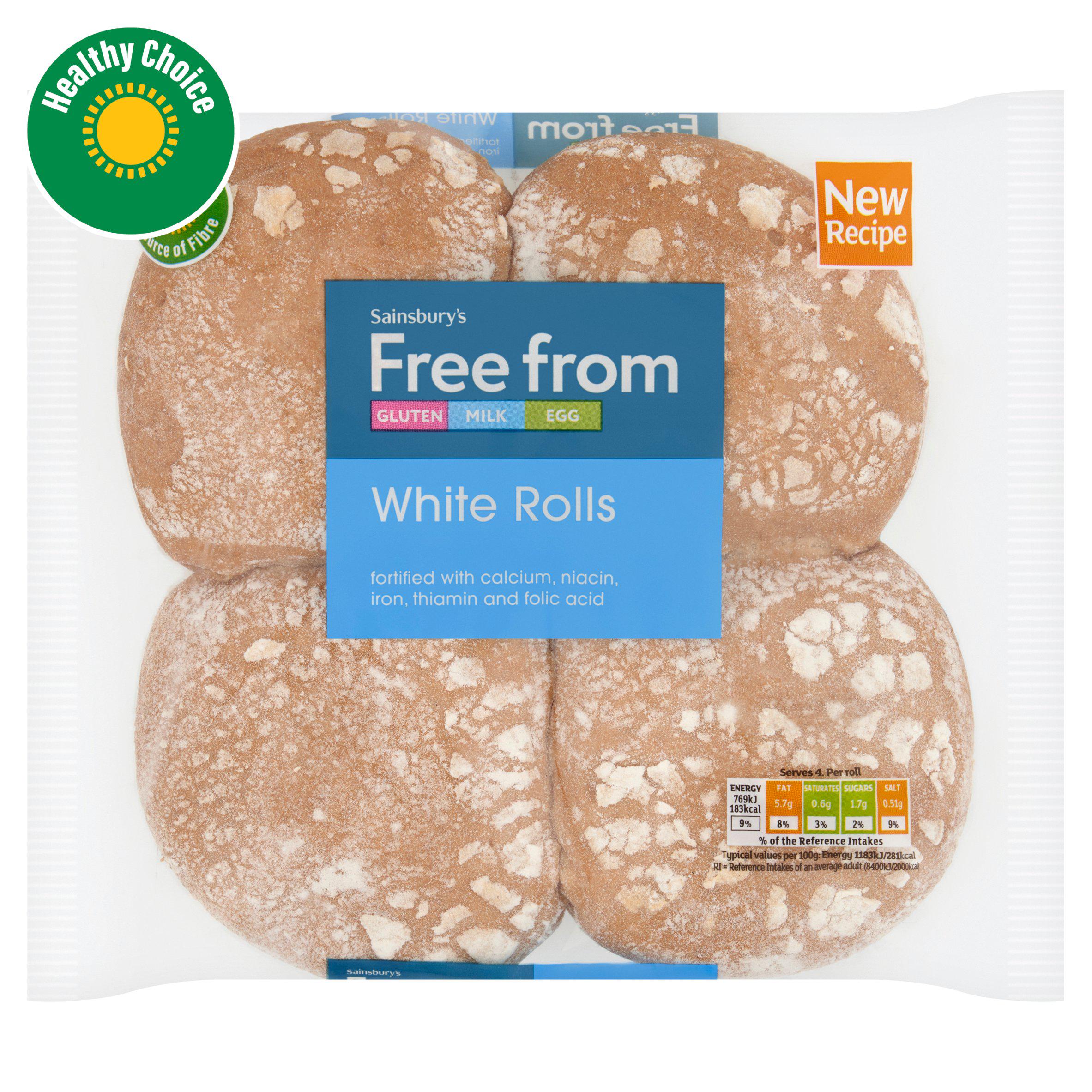 Sainsbury's freefrom white rolls 4-pack, UK version