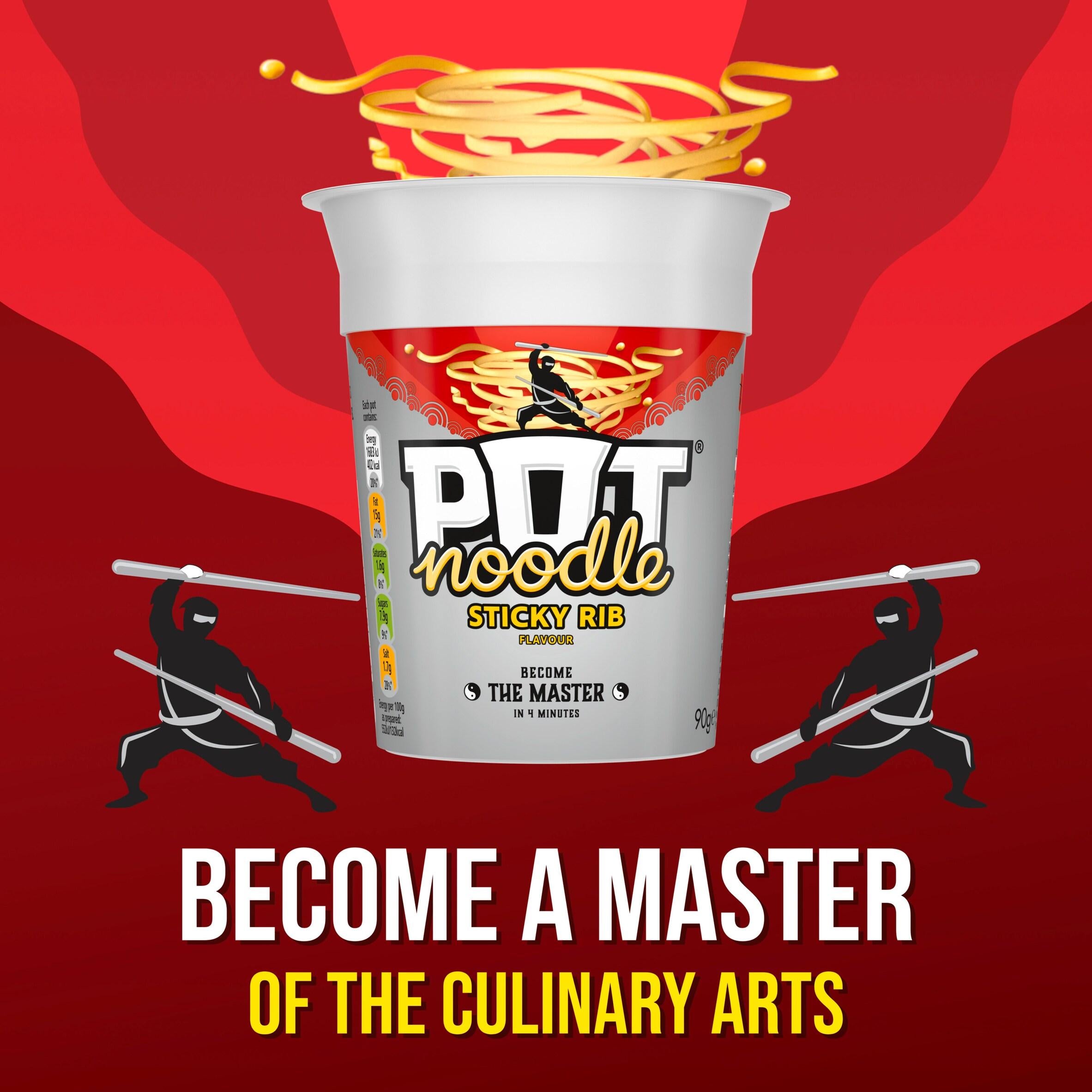 Pot Noodle Sticky Rib Instant Noodles 90g, imported from the UK