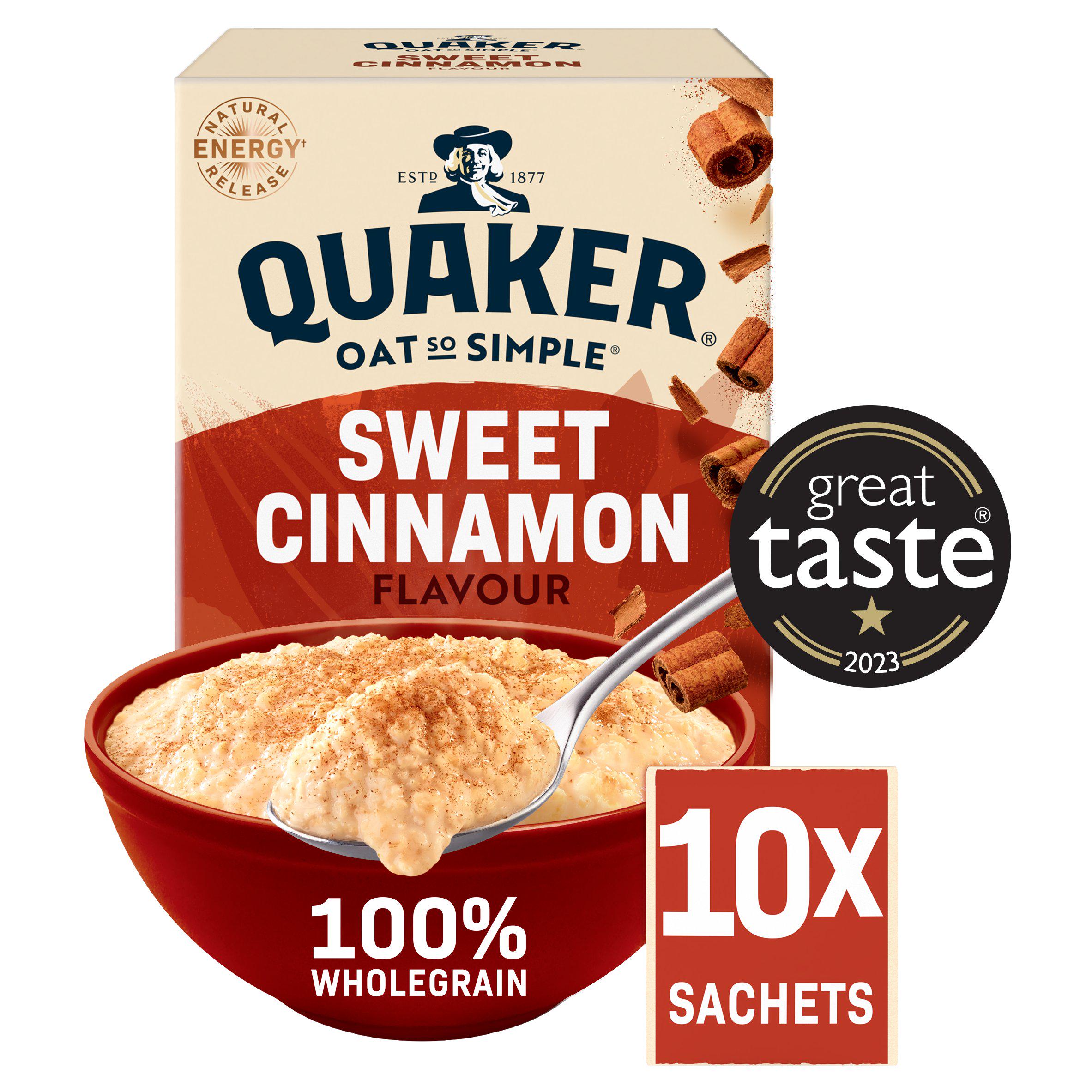 Quaker sweet cinnamon porridge sachets 10 pack (British brand)