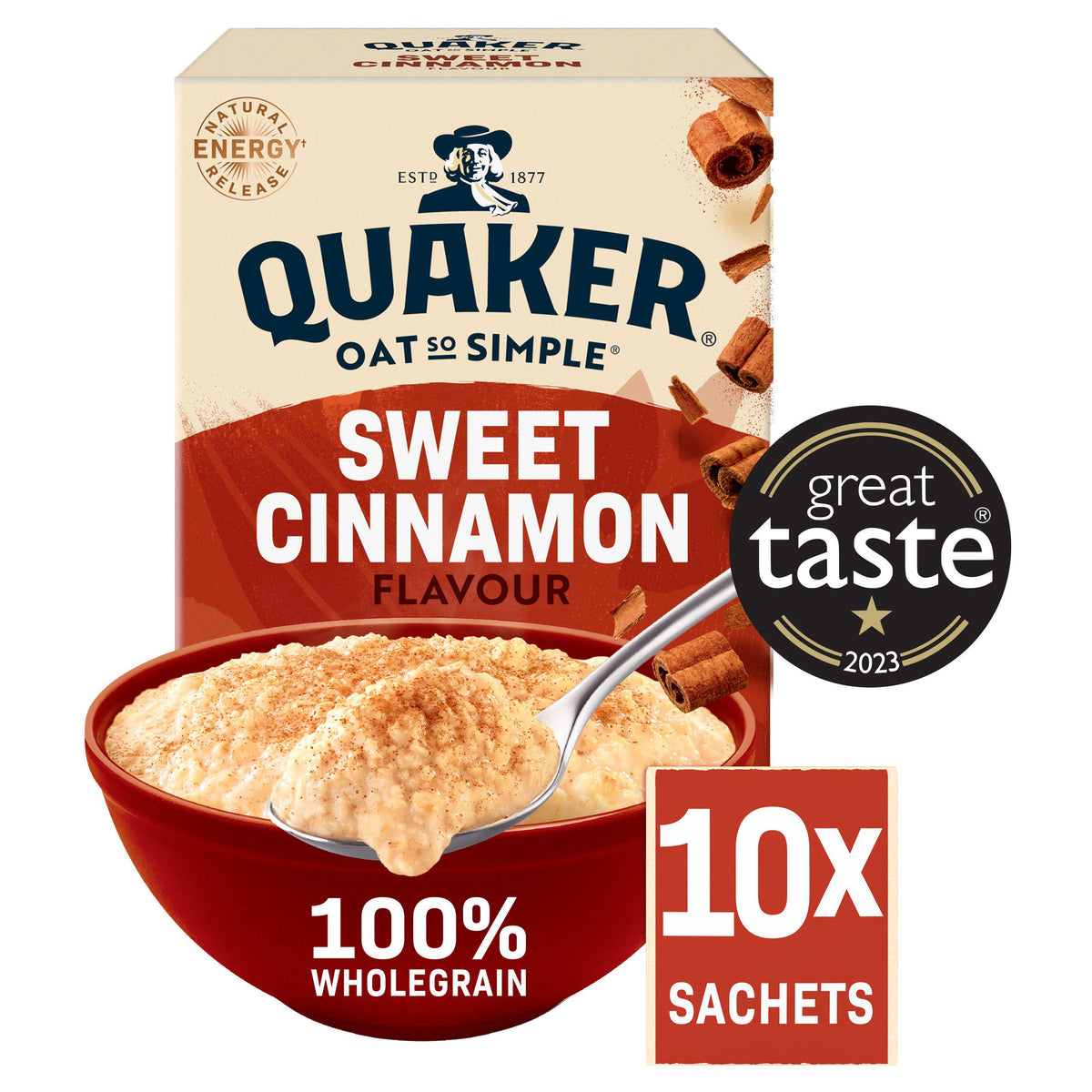 Quaker sweet cinnamon porridge sachets 10 pack (British brand)