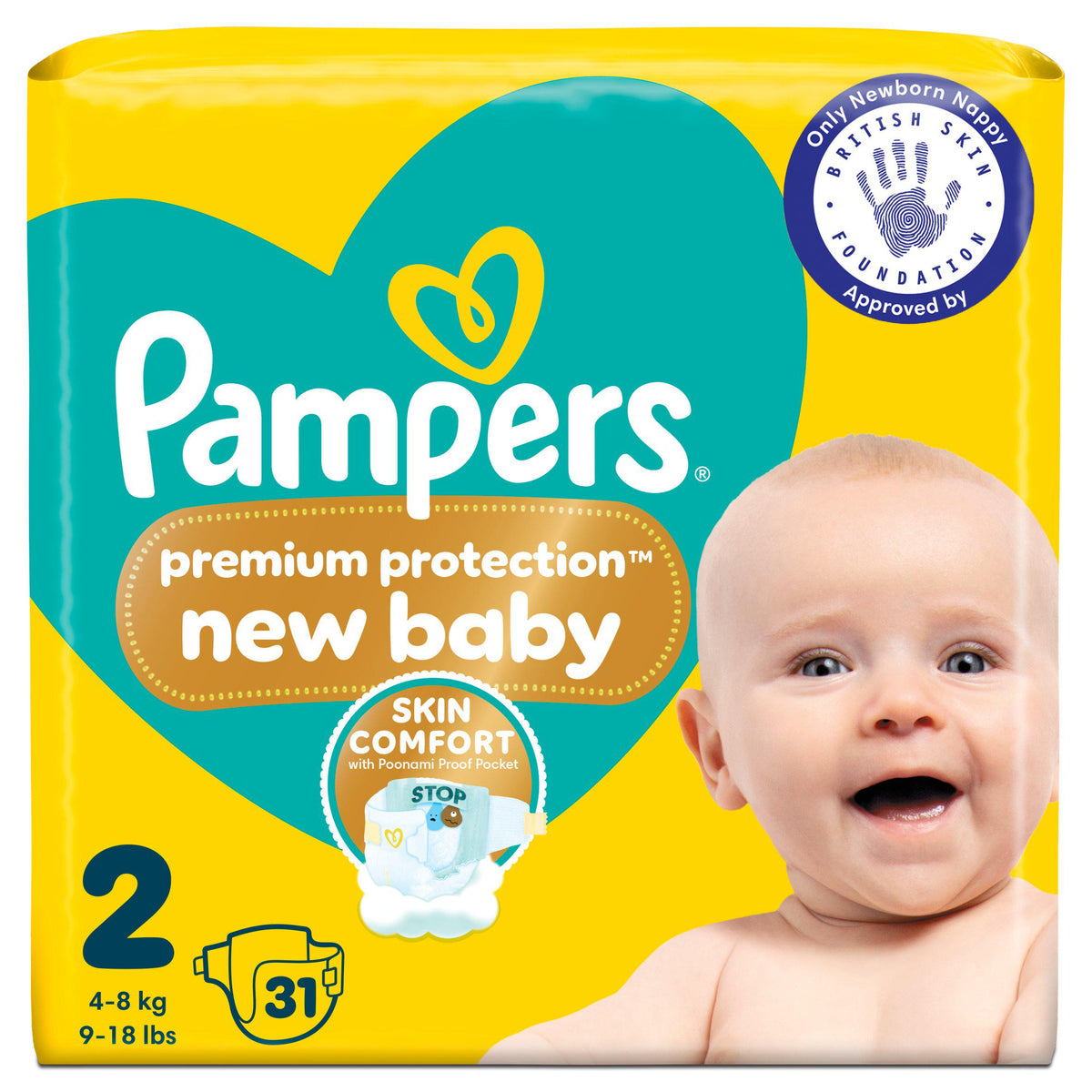 Pampers New Baby nappies Size 2 31 count - British product