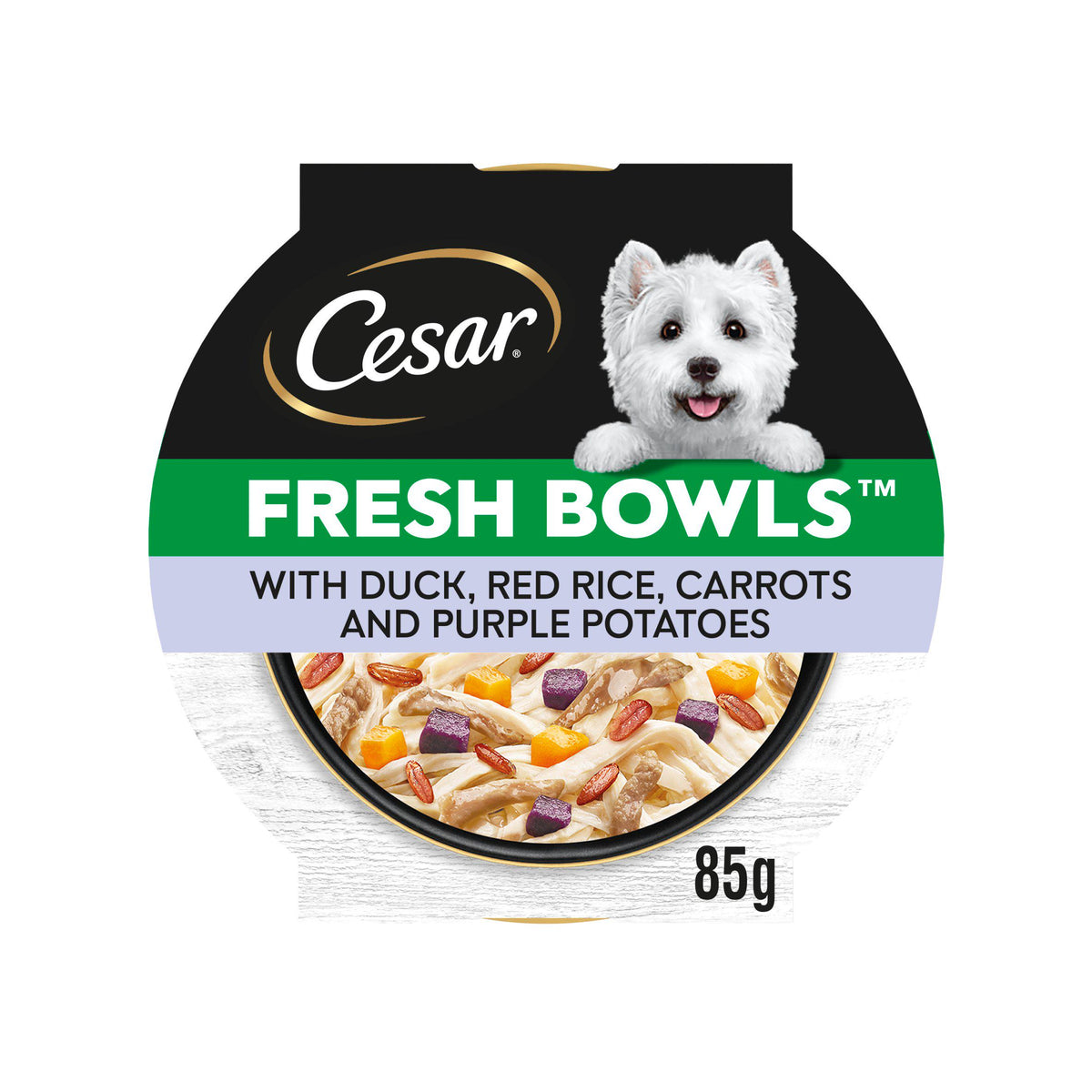 Cesar Fresh Bowl wet dog food duck rice carrots 85g - British product