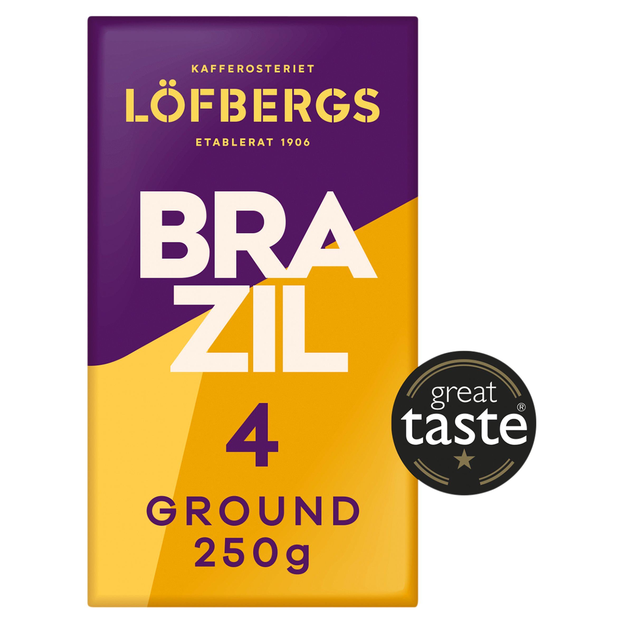 Löfbergs Brazil single origin ground coffee 250g, imported from the UK