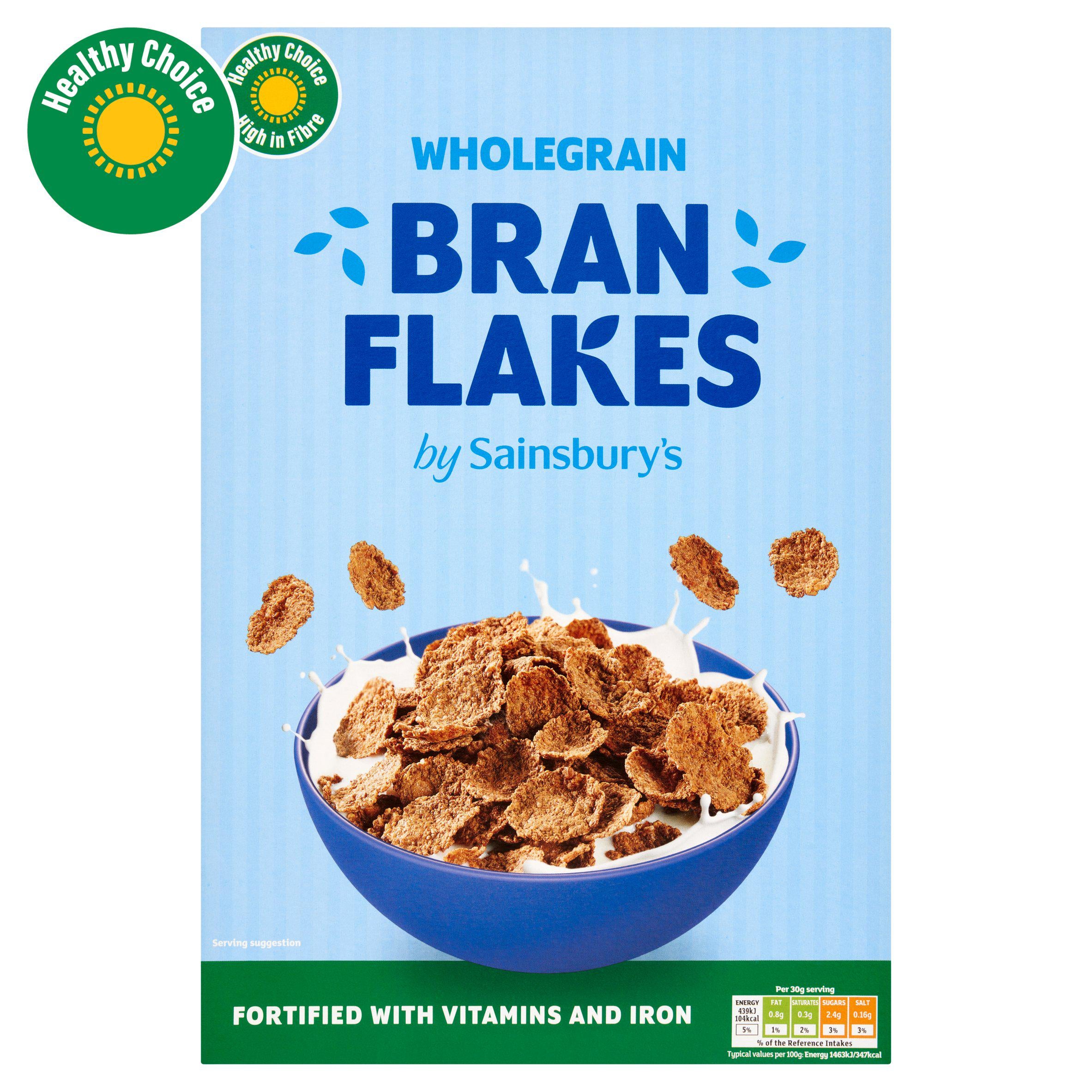 Sainsbury's wholegrain bran flakes cereal 750g, imported from the UK
