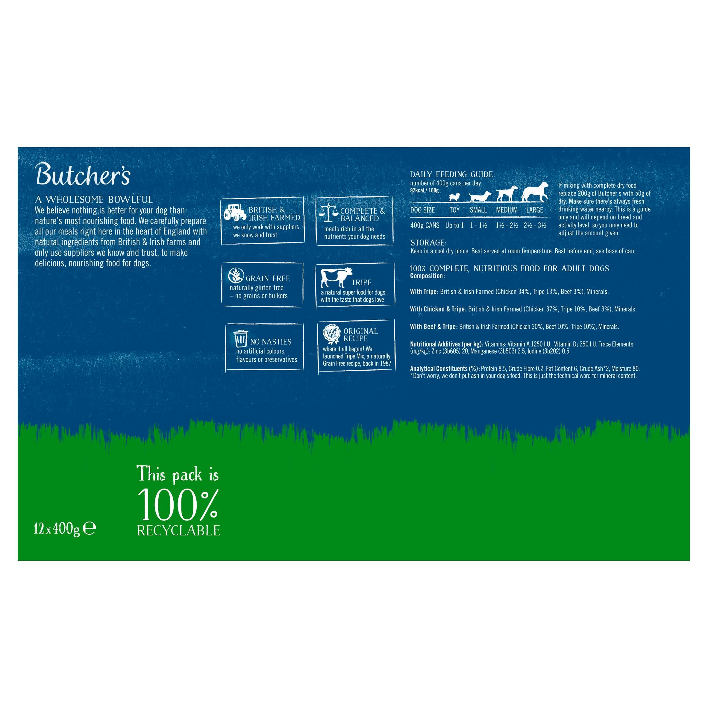 Butcher's dog food Tripe Loaf 12x400g, UK version