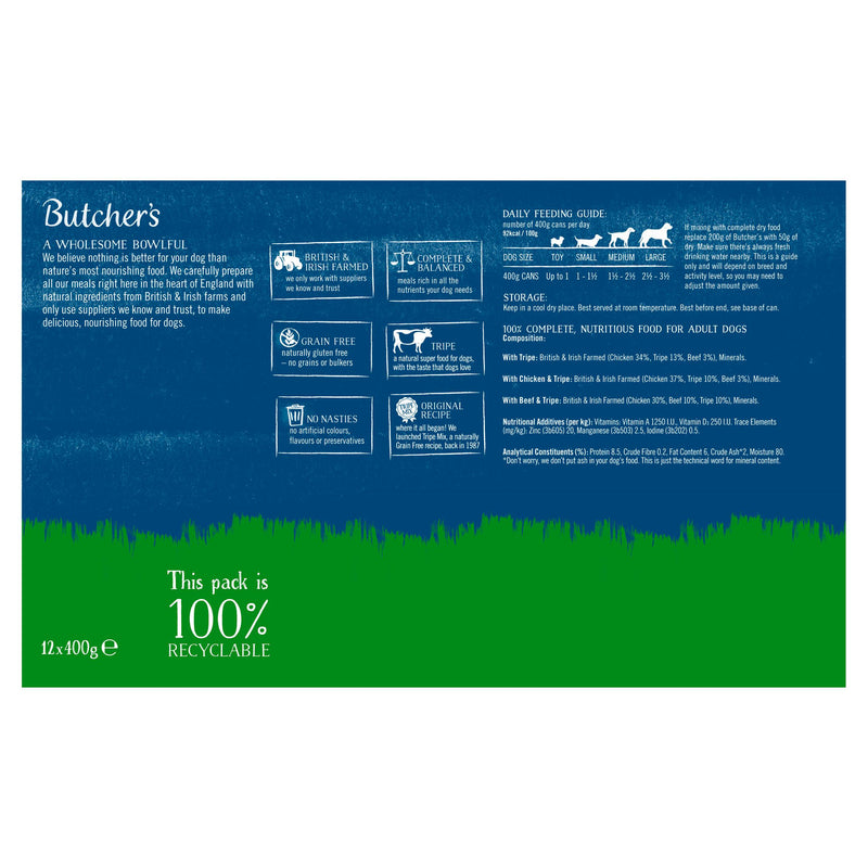 Butcher's dog food Tripe Loaf 12x400g, UK version