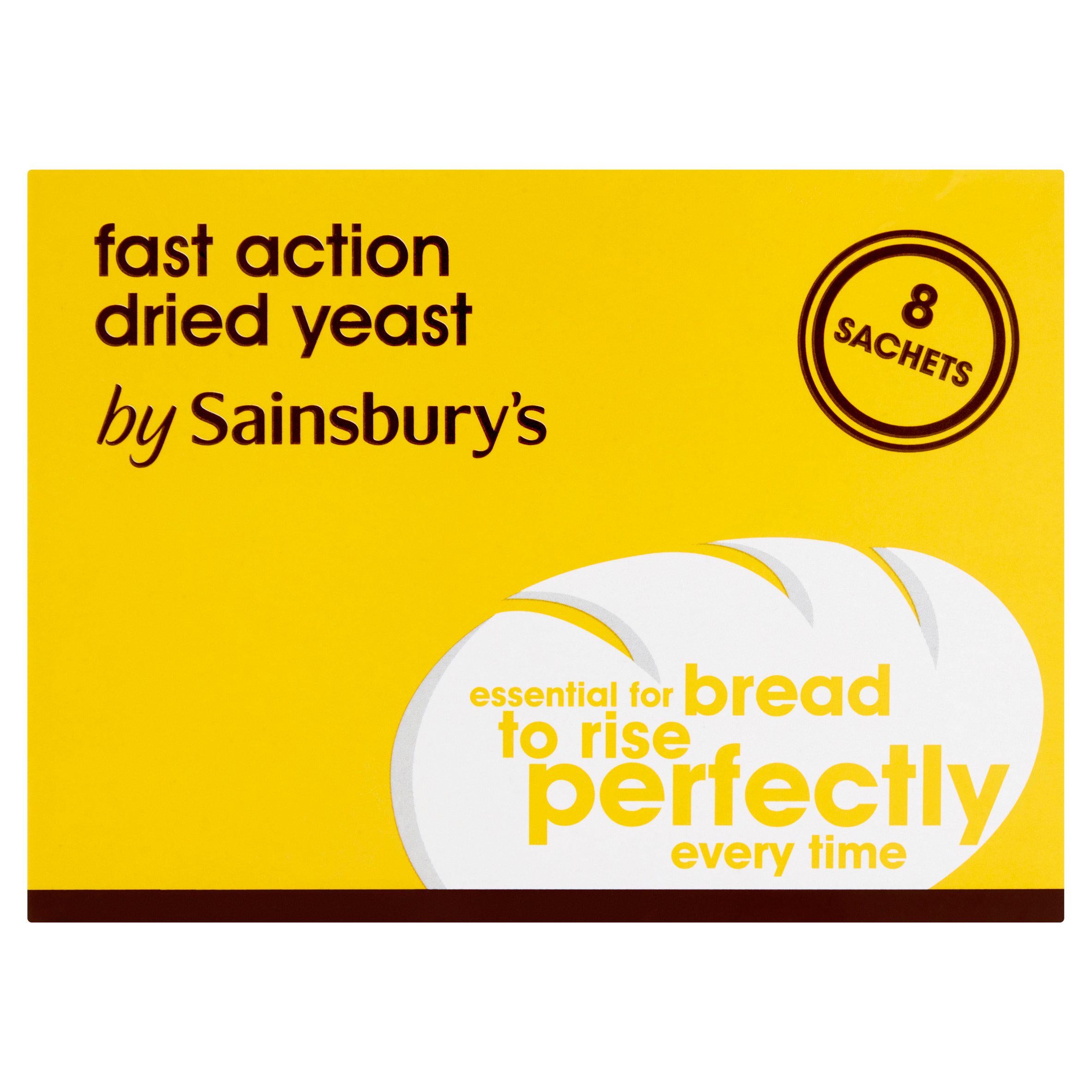 Sainsbury's fast action dried yeast sachets 8 pack 56g, UK version