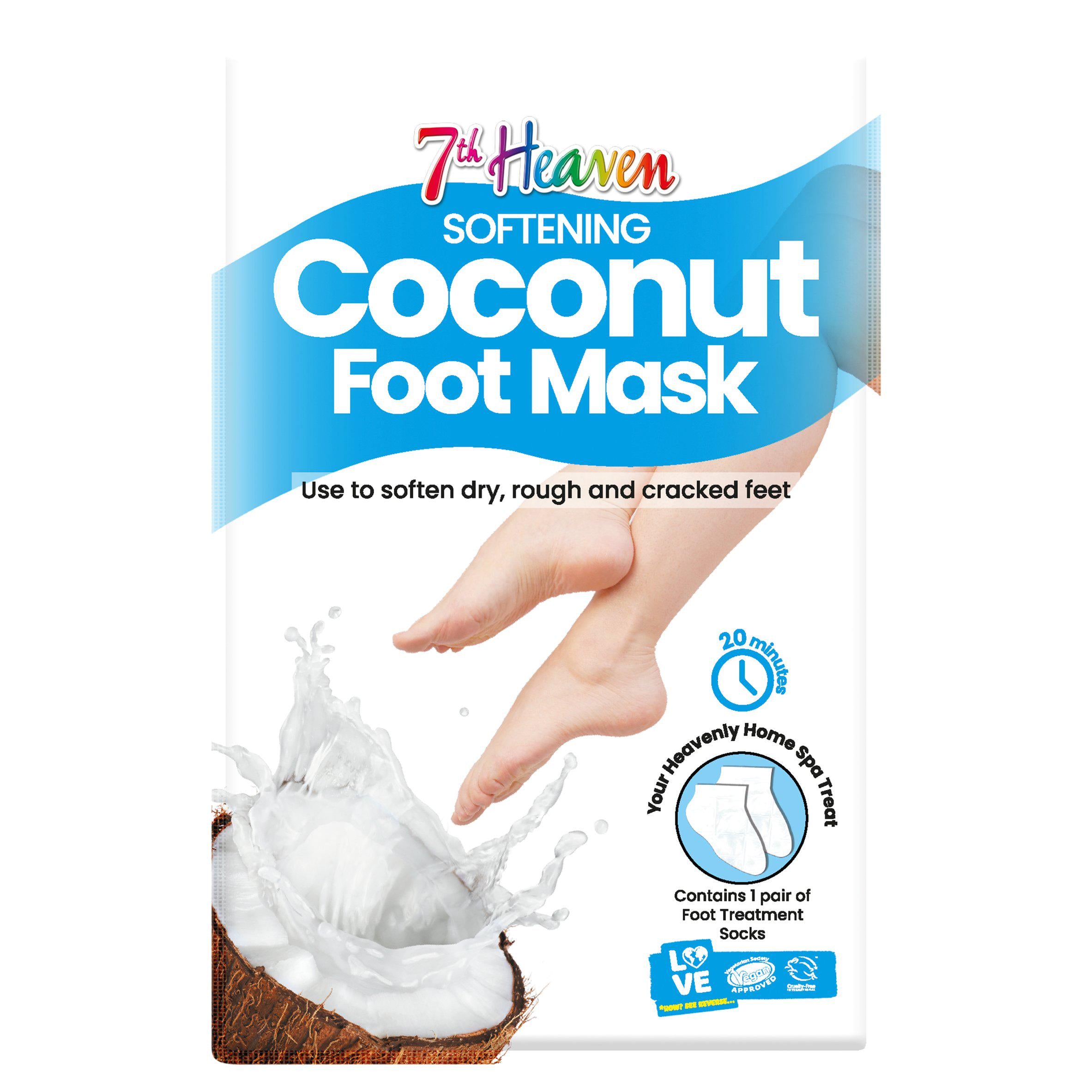 7th Heaven Softening Coconut Foot Mask sachet, UK version