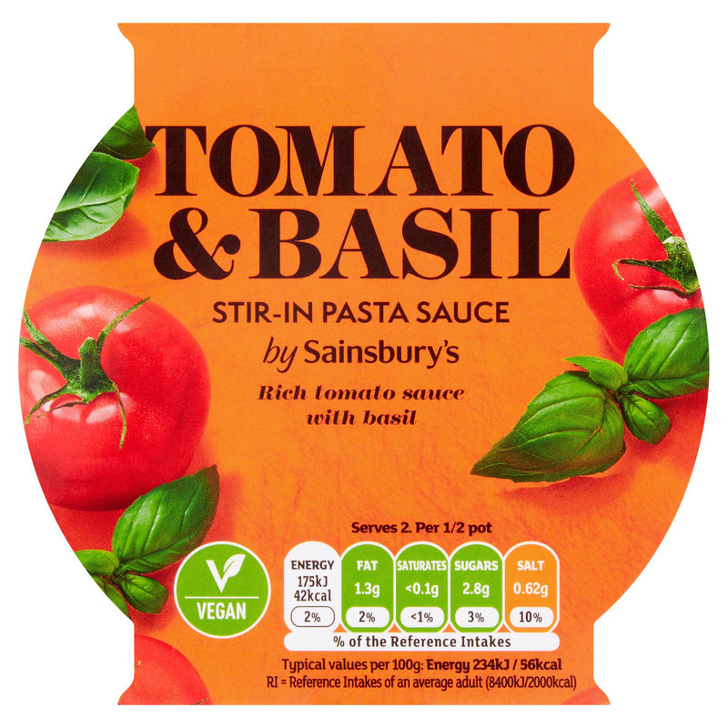 Sainsbury's pasta sauce Tomato & Basil 150g (British brand)