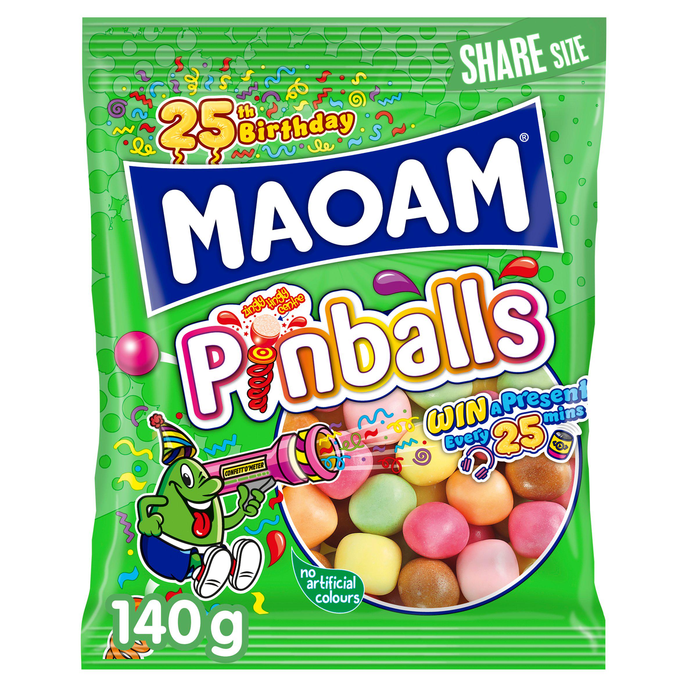 Maoam Pinballs chewy sweets fruit cola 140g, imported from the UK