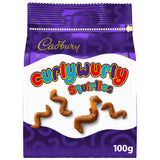 Cadbury Curly Wurly Squirlies chocolate pouch 100g, imported from the UK