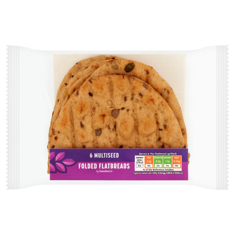 Sainsbury's multiseeded flatbreads 6 pack - British product