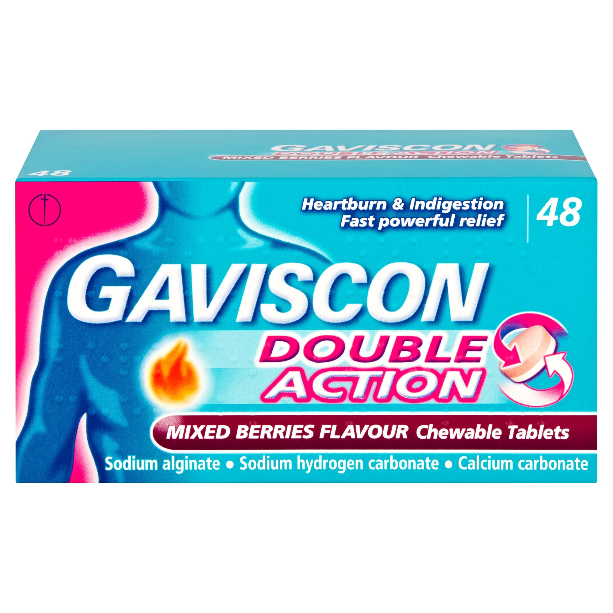 Gaviscon Double Action mixed berries chewable tablets 48, UK version