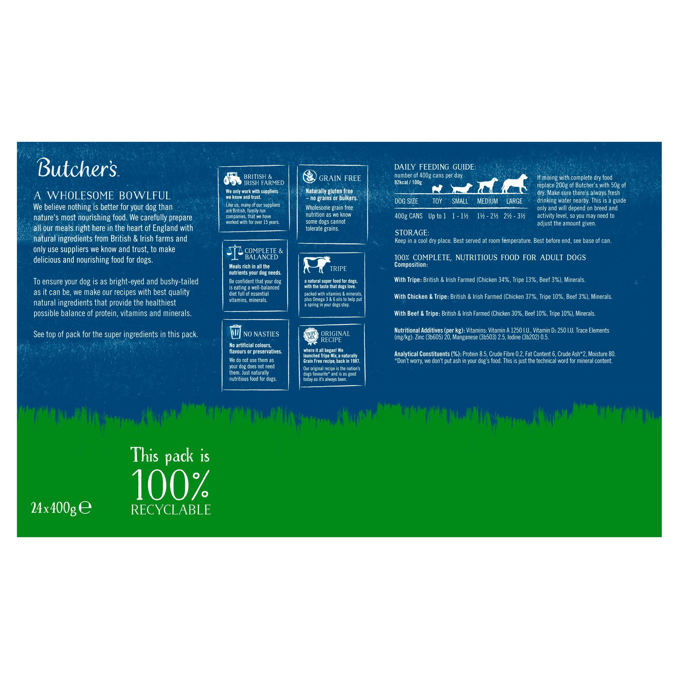 Butcher's Tripe Loaf wet dog food 24 x 400g, UK version