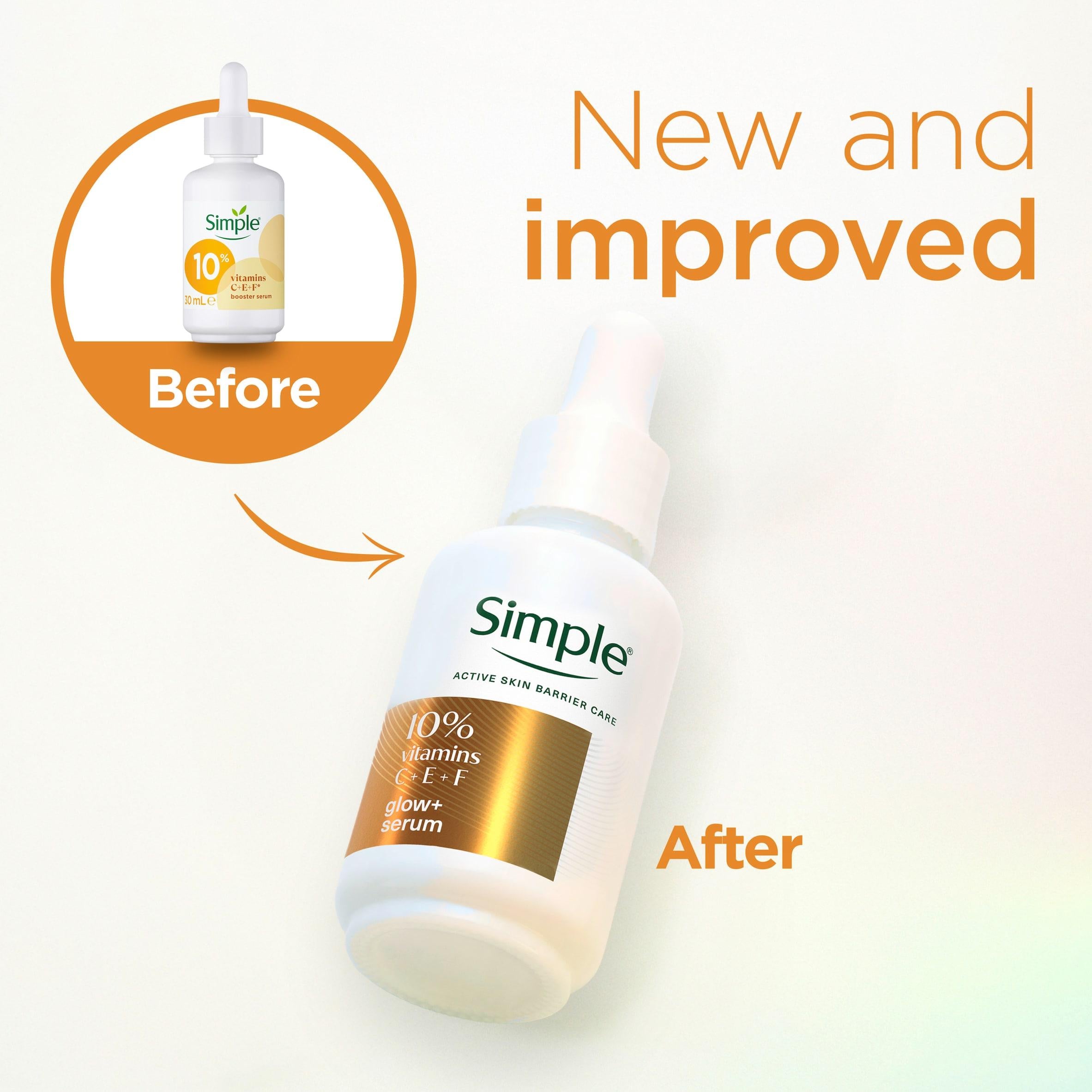 Simple Glow+ Serum 10% Vitamins C+E+F 30ml, imported from the UK