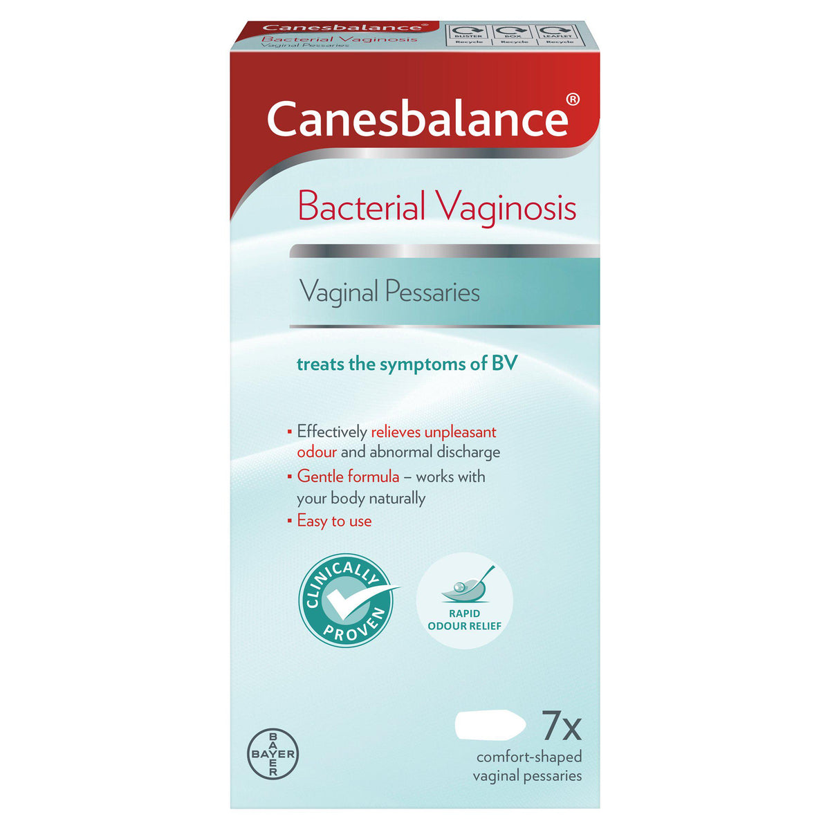 Canesbalance bacterial vaginosis vaginal pessaries 7 count, UK version