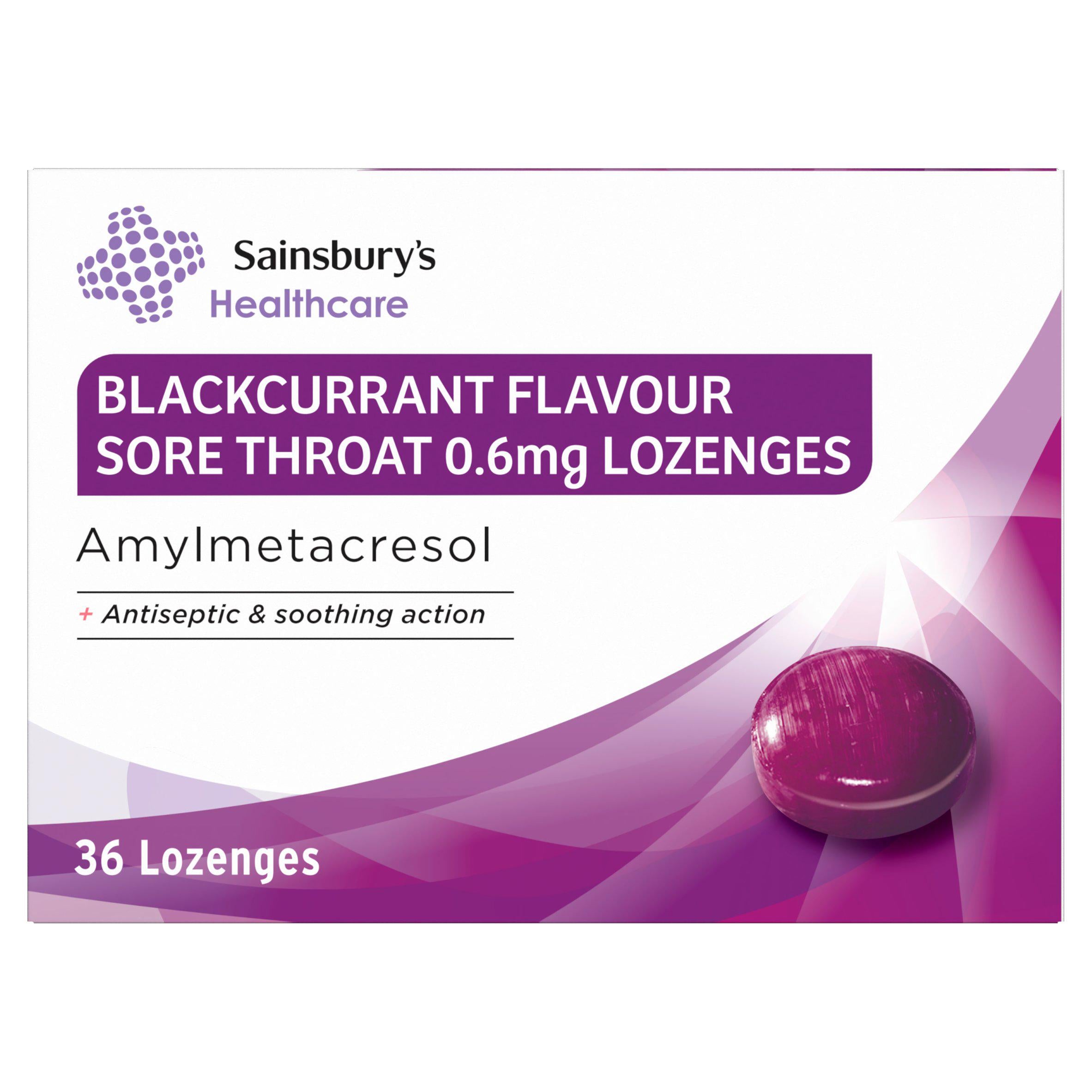 Sainsbury's blackcurrant throat lozenges 36-pack - British product