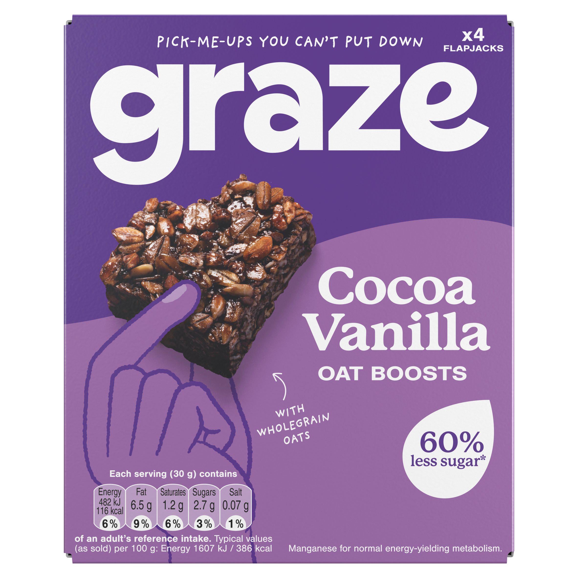 Graze cocoa vanilla oat flapjack bars 4-pack - British product
