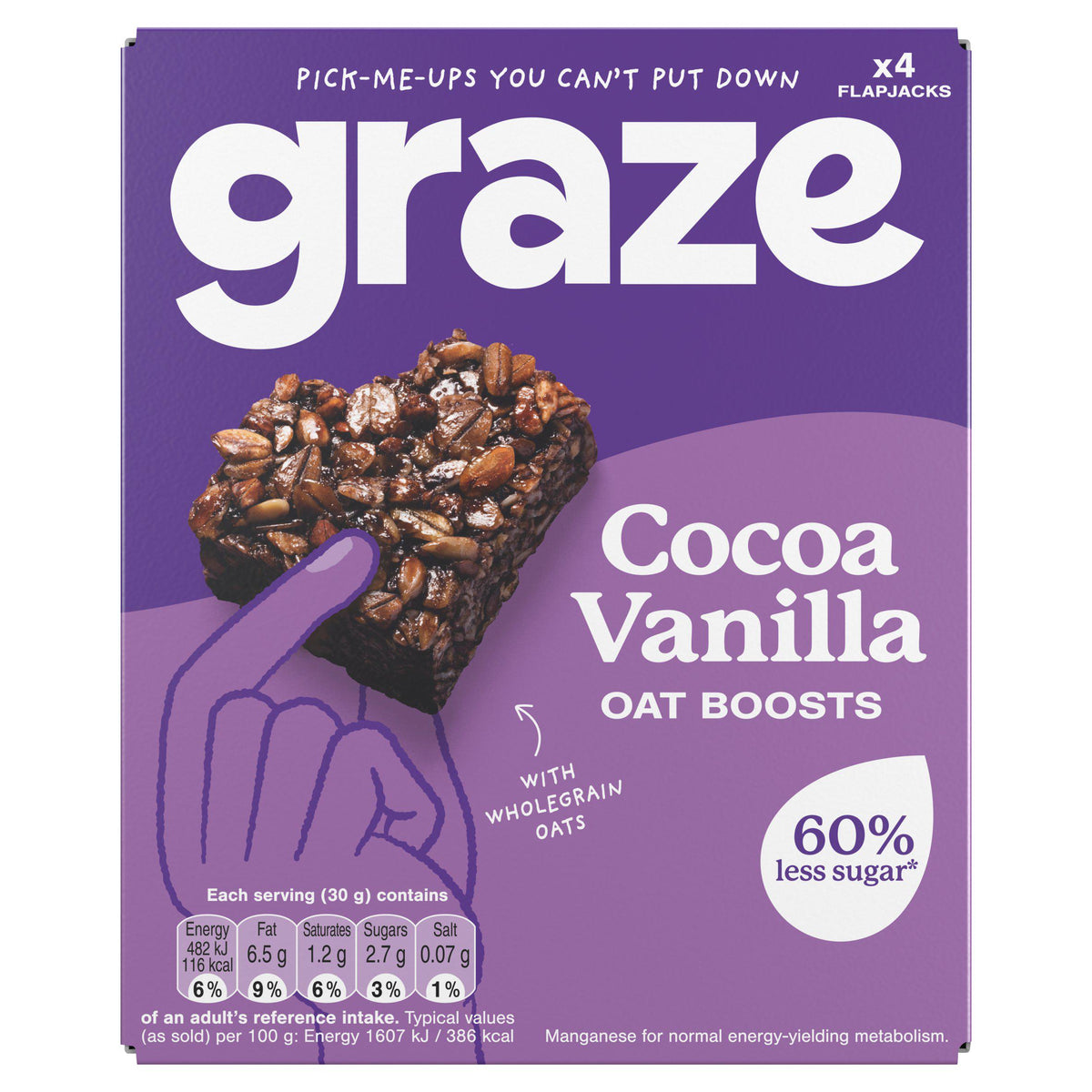 Graze cocoa vanilla oat flapjack bars 4-pack - British product