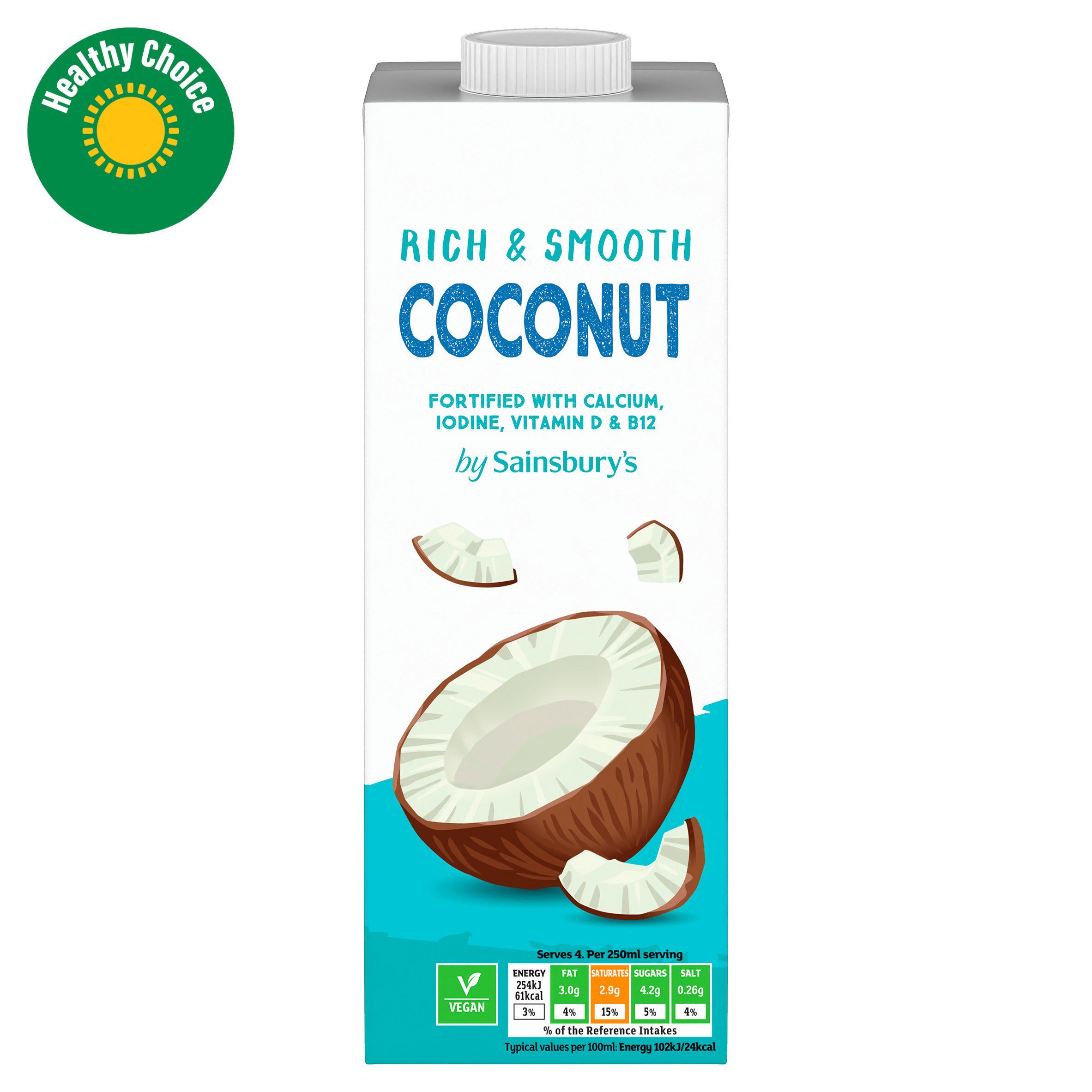 Sainsbury's sweetened long life coconut drink 1L, UK version