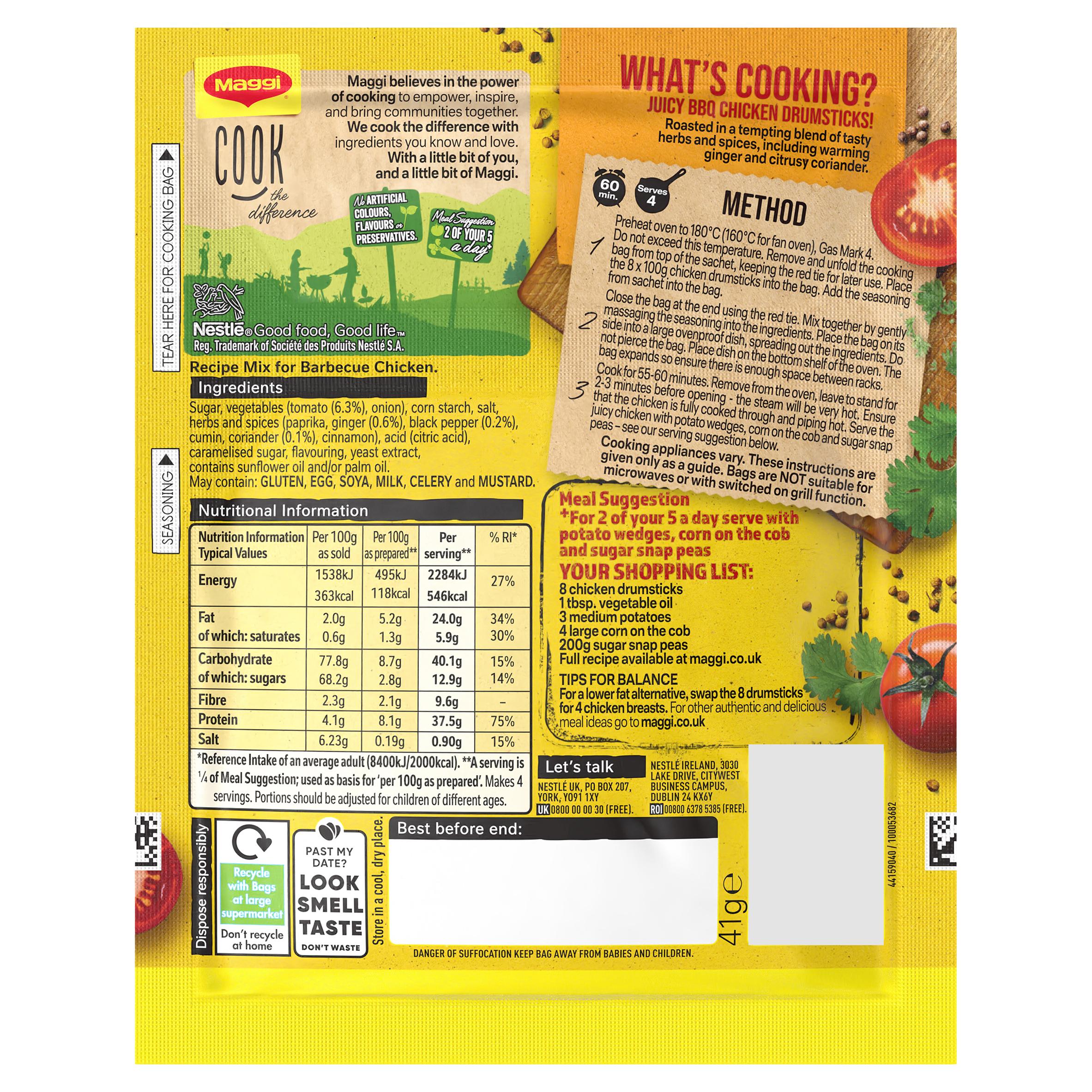 Maggi So Juicy Sweet & Sticky BBQ Chicken seasoning mix 41g, UK version