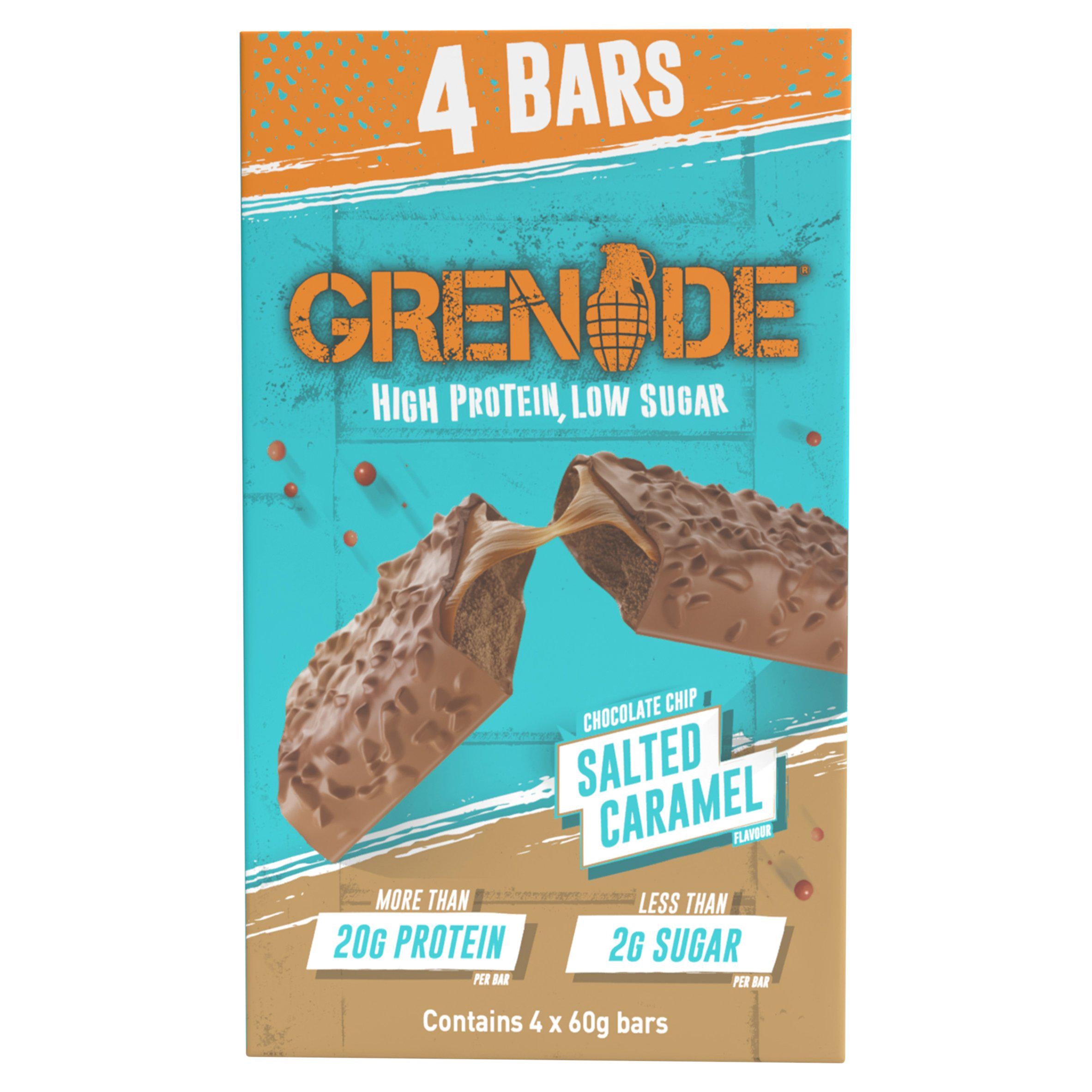 Grenade protein bar Chocolate Chip Salted Caramel 4x60g (British brand)
