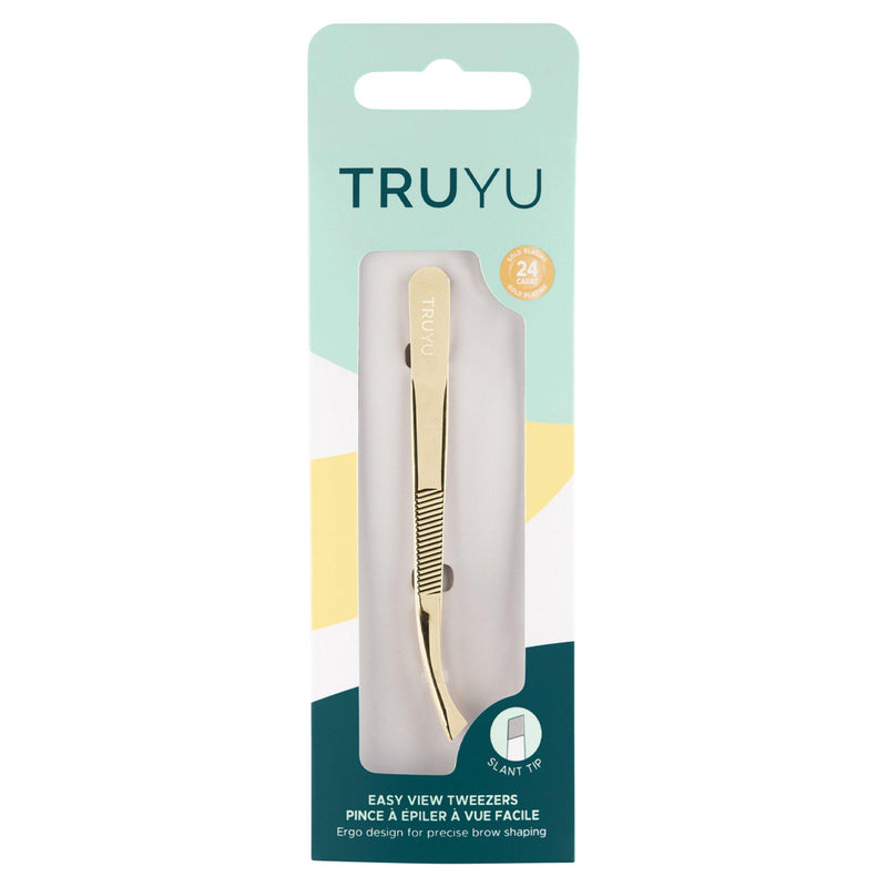 Truyu by QVS gold slant tip tweezers, British brand