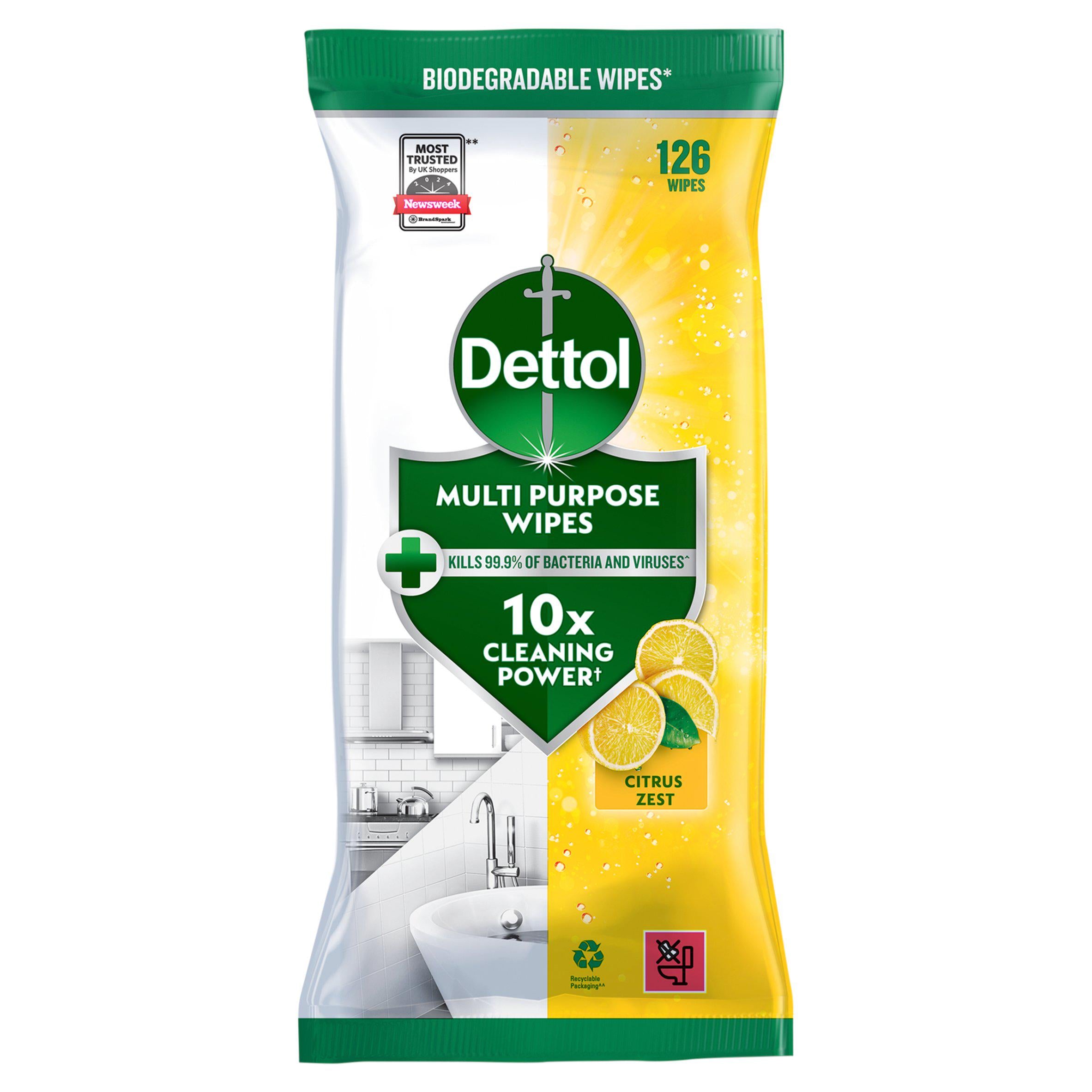 Dettol Citrus Zest Multi Purpose Wipes 126 - British product