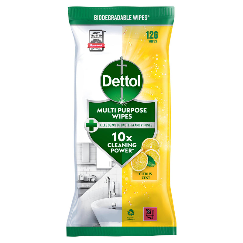 Dettol Citrus Zest Multi Purpose Wipes 126 - British product