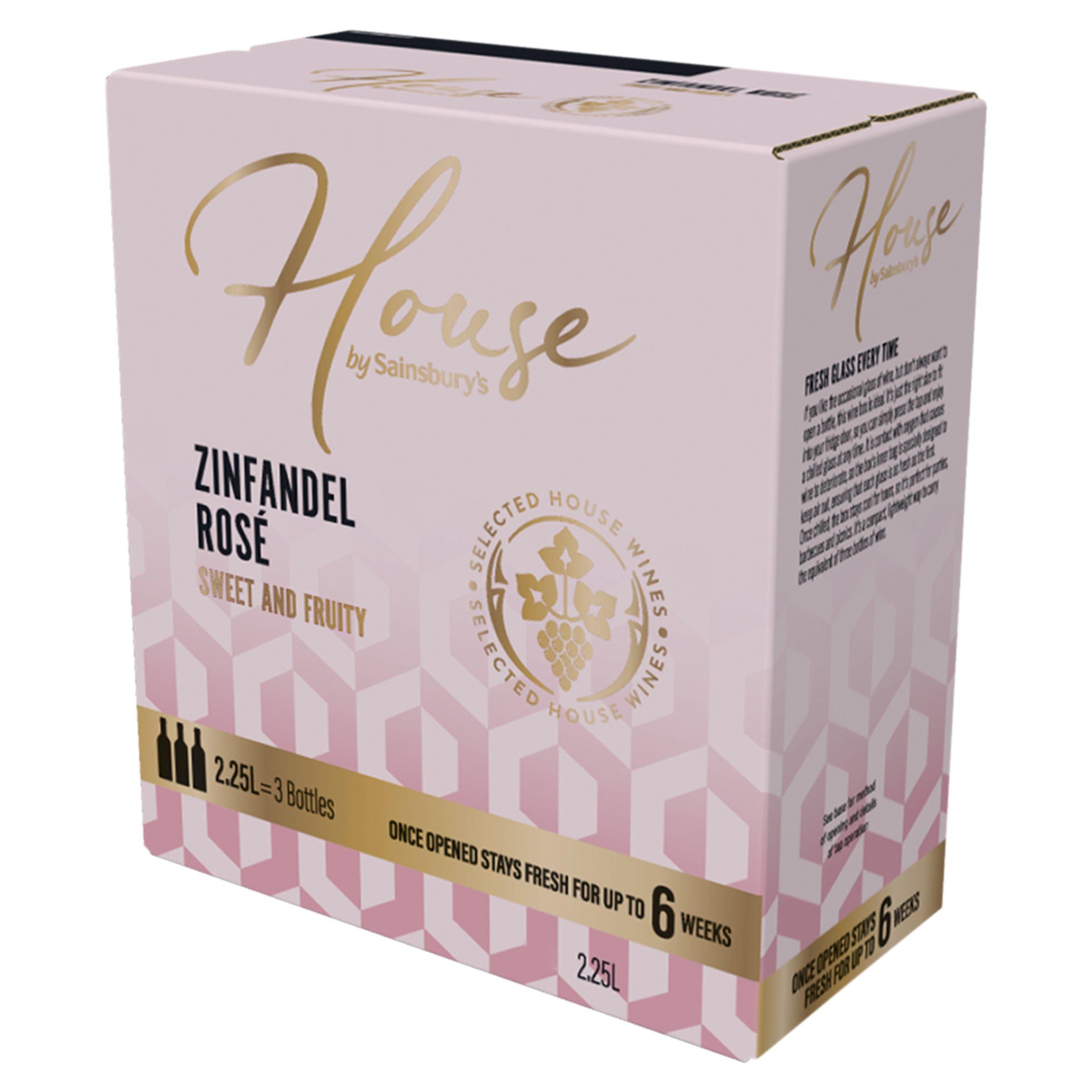 Sainsbury's Zinfandel Rosé wine box 2.25L - British product