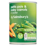 Sainsbury's petit pois and baby carrots 400g can, UK version