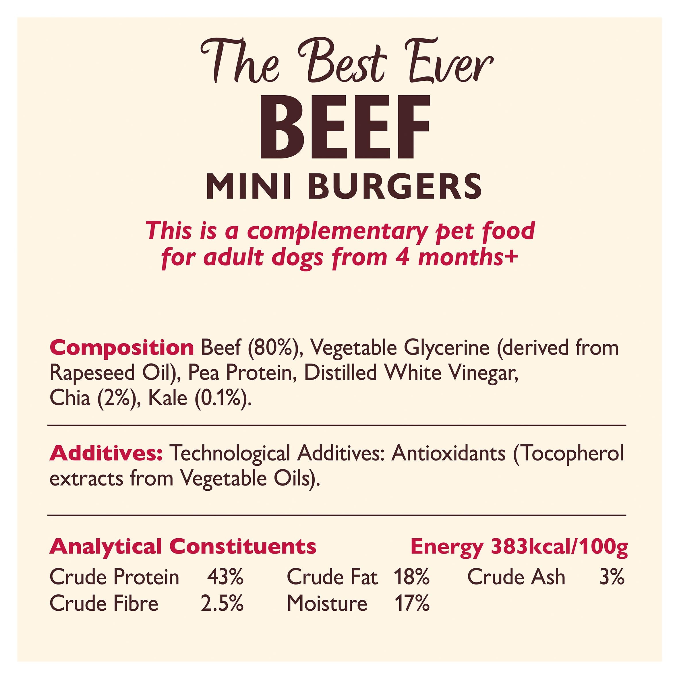 Lily's Kitchen beef mini burgers dog treats 70g, imported from the UK