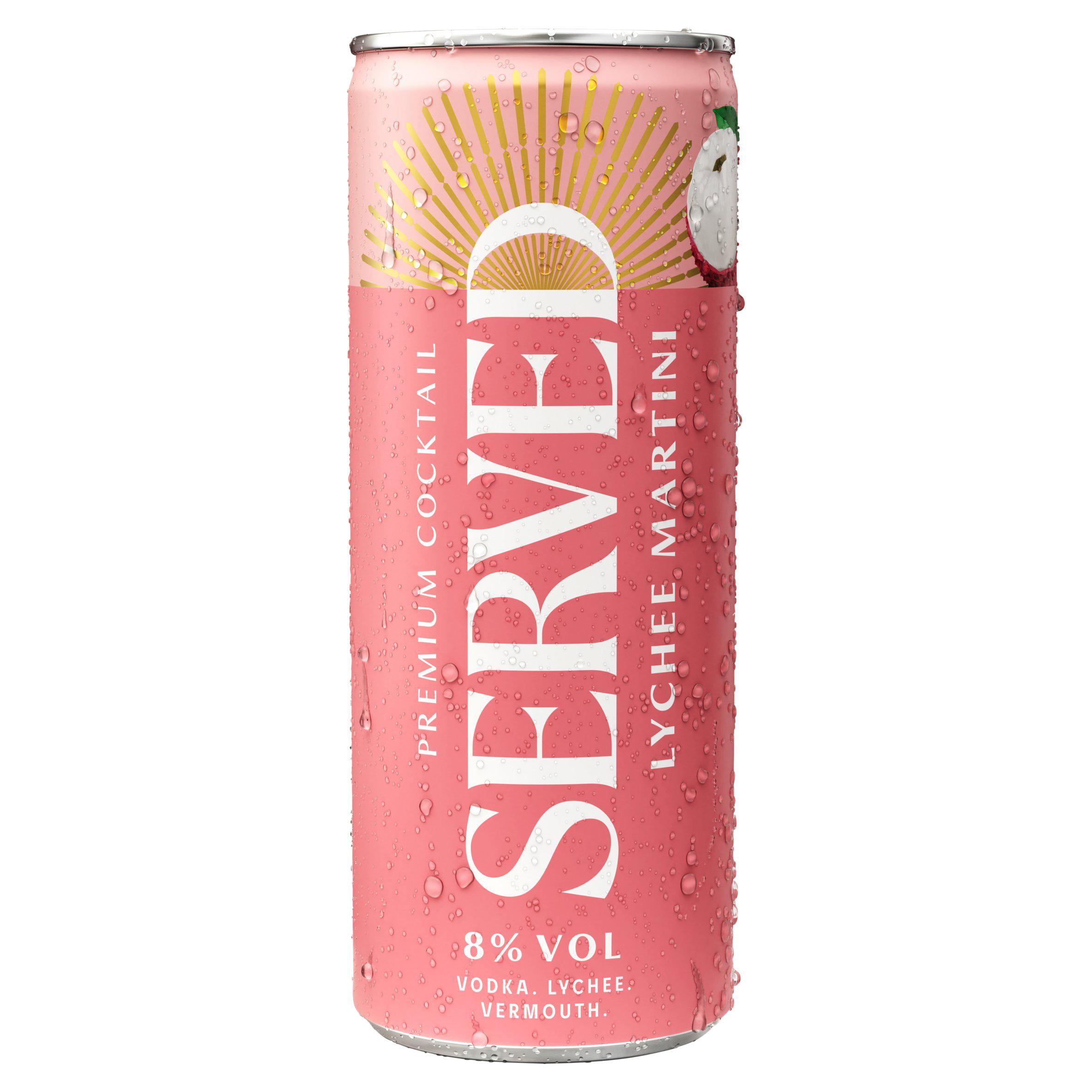Served Lychee Martini Cocktail 250ml can - British product