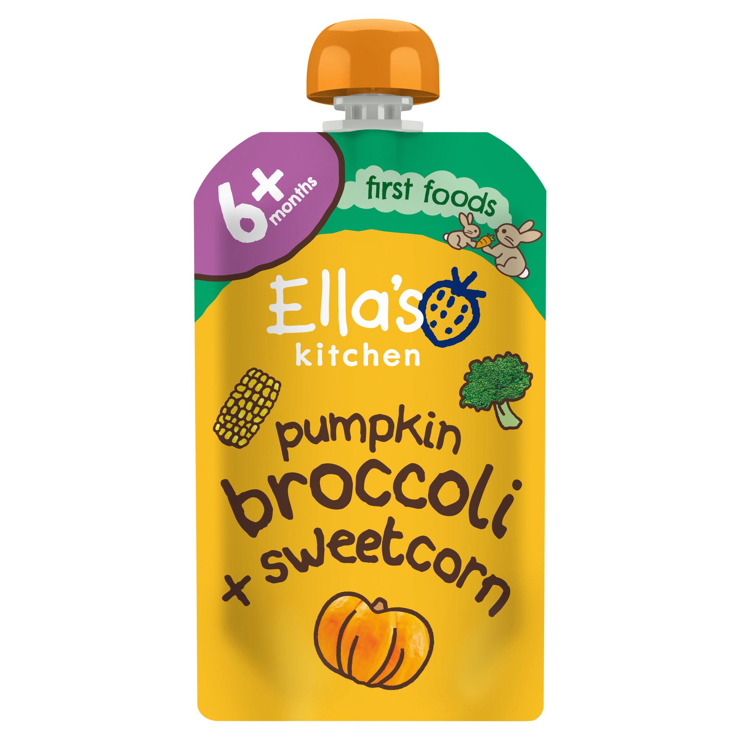 Ella's Kitchen organic pumpkin broccoli sweetcorn baby food pouch 120g - British product
