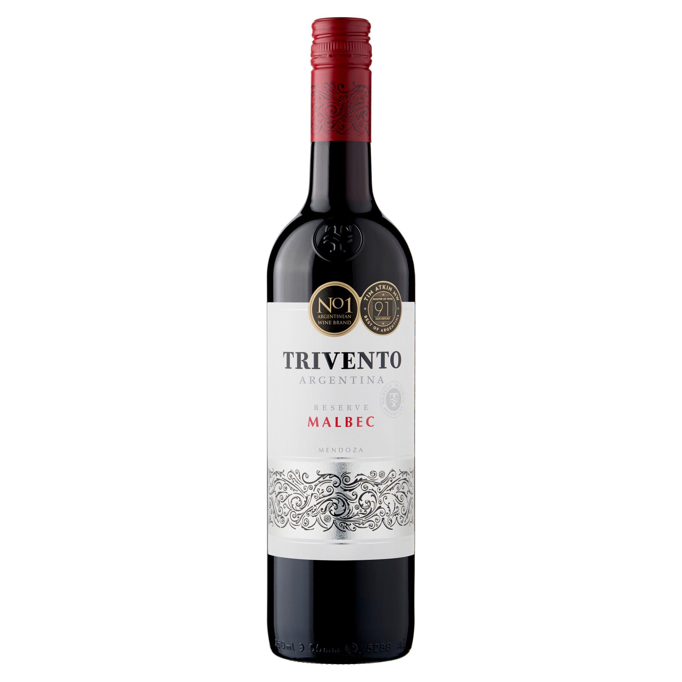 Trivento Malbec Reserve red wine 75cl, imported from the UK
