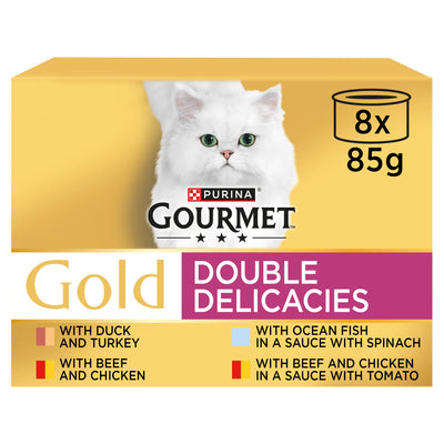 Sainsburys Gourmet Gold Double Delicacies Wet Cat Food 8 x 85g- Buy online at McGrocer