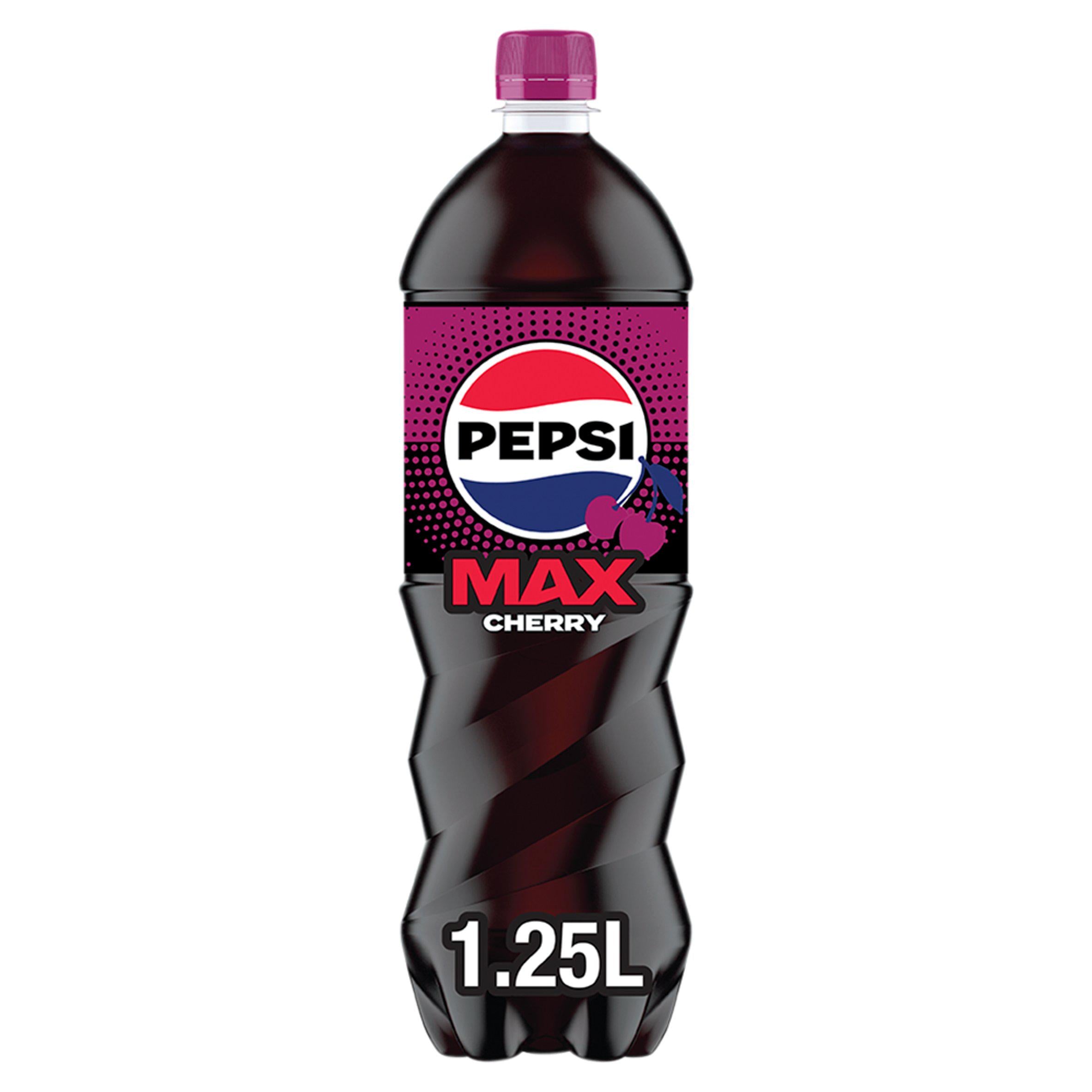 Pepsi Max Cherry no sugar cola bottle 1.25L (British brand)