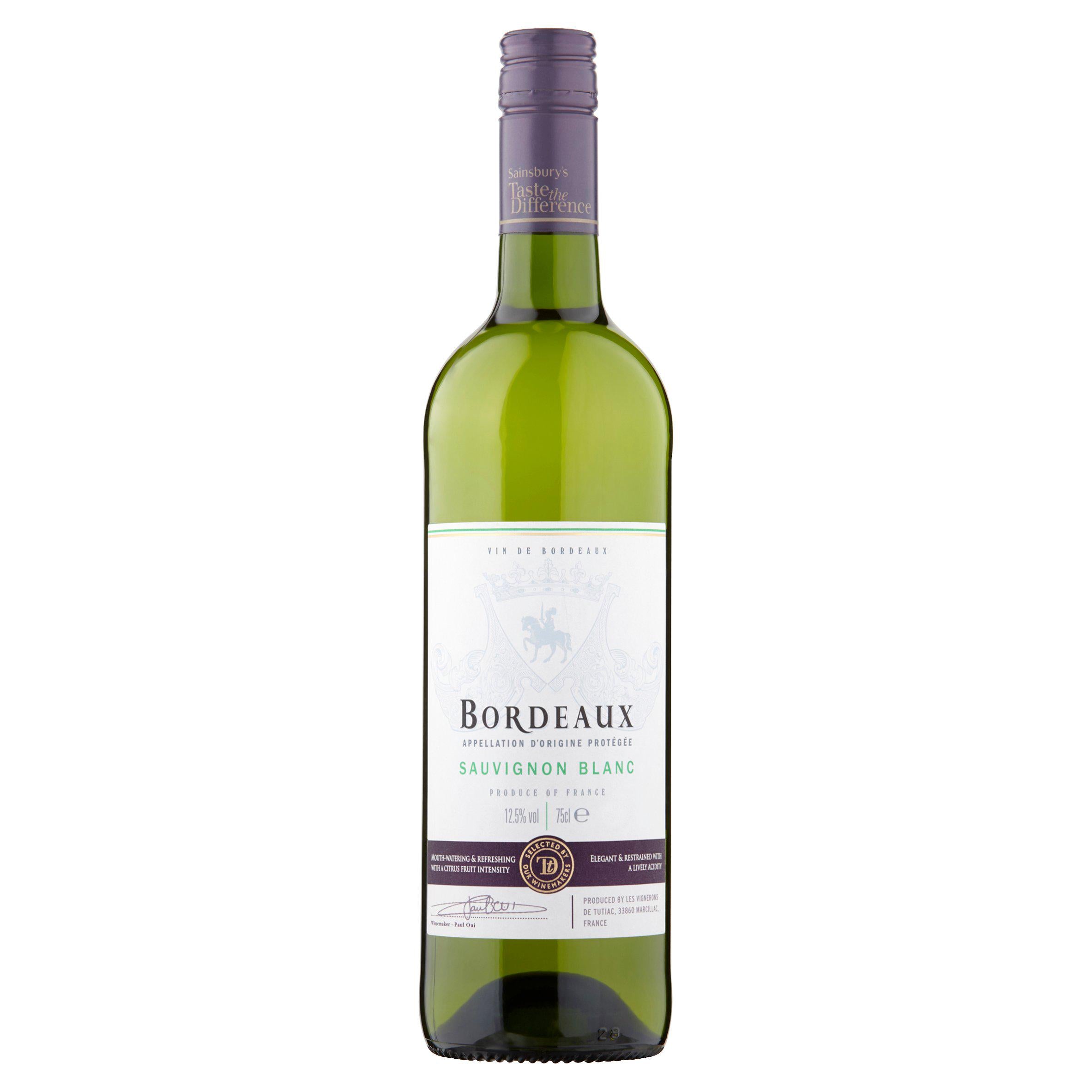 Sainsbury's Taste the Difference Bordeaux Sauvignon Blanc white wine 75cl (British brand)