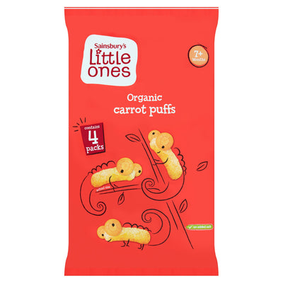 Petites bouchées bio carottes Sainsbury's Little Ones 7+ mois 4x12g