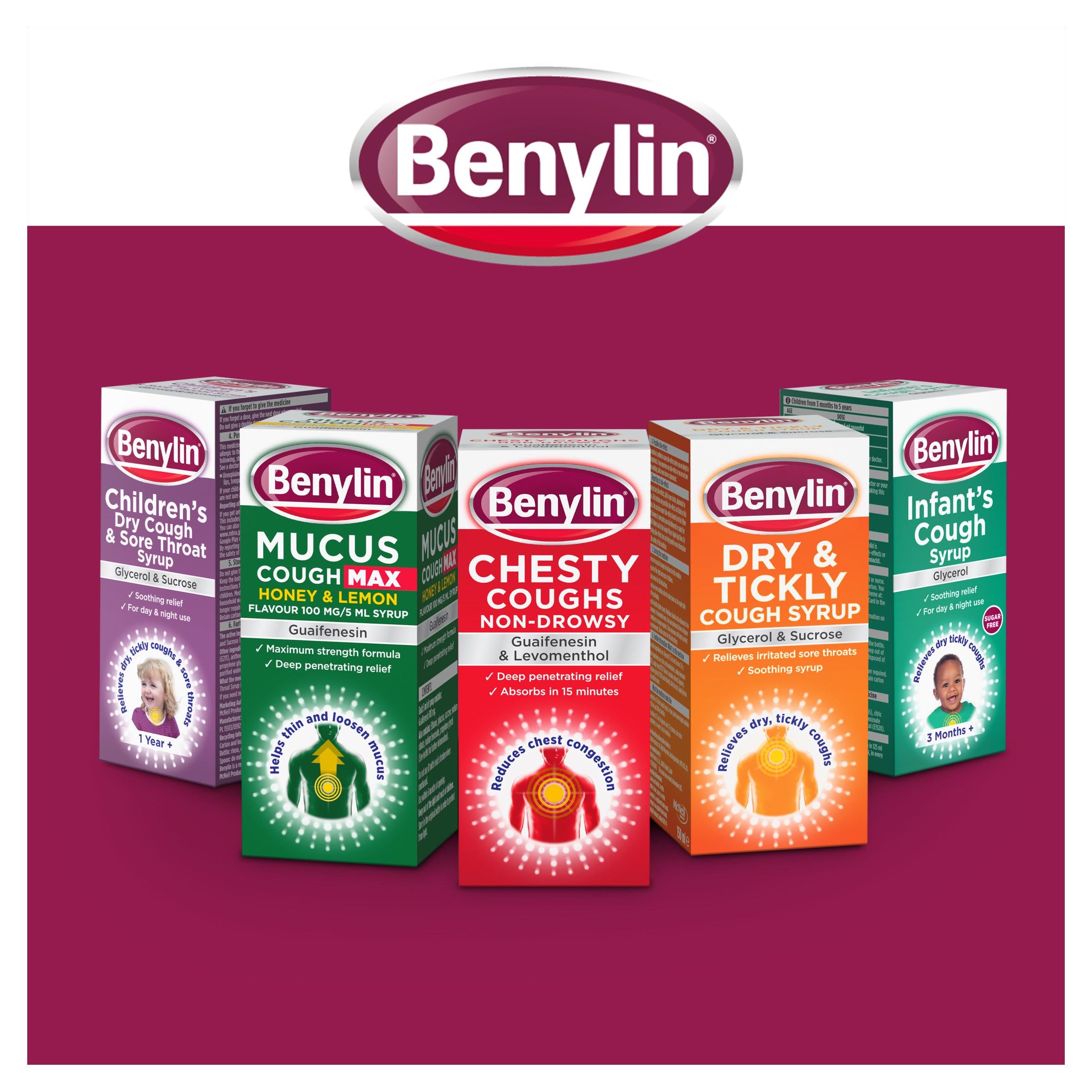 Benylin chesty cough non drowsy syrup 150ml, imported from the UK