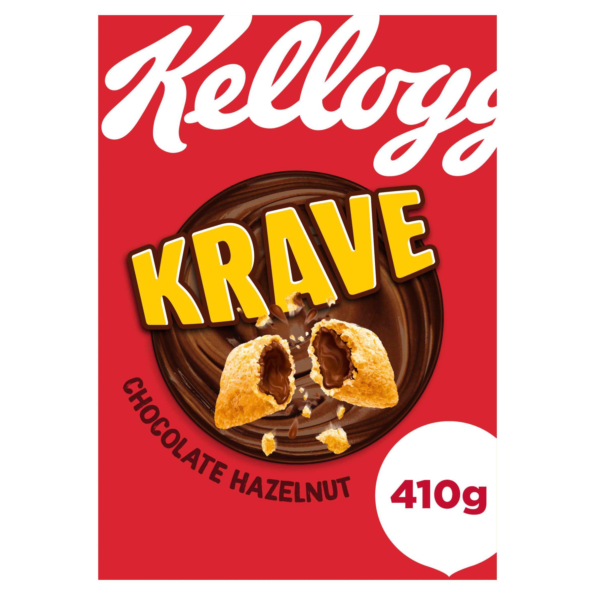 Kellogg's Krave Chocolate Hazelnut cereal 410g, imported from the UK