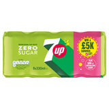 7UP Zero Sugar lemon lime cans 8x330ml, imported from the UK