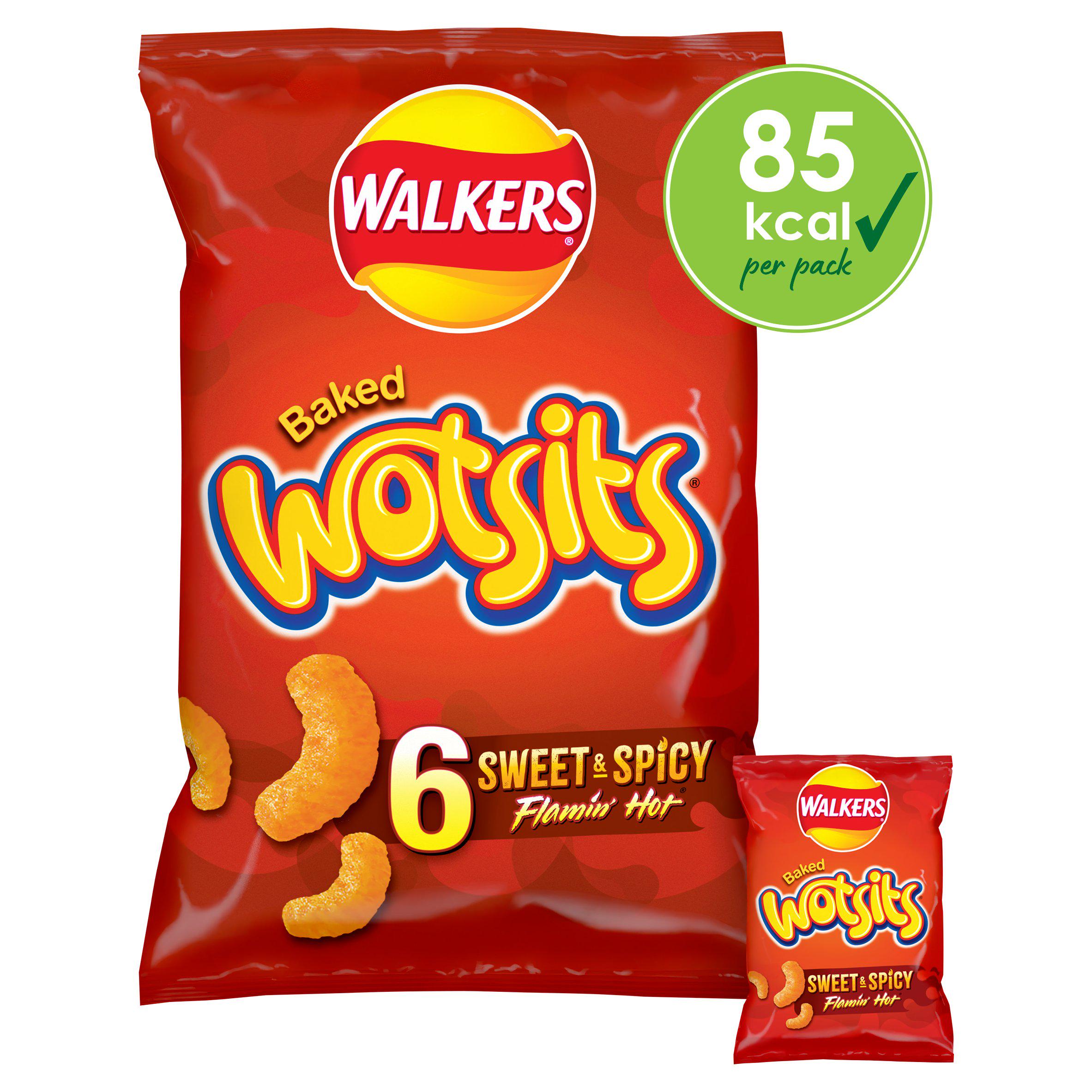 Walkers Wotsits Sweet & Spicy corn puffs multipack 6x16g (British brand)