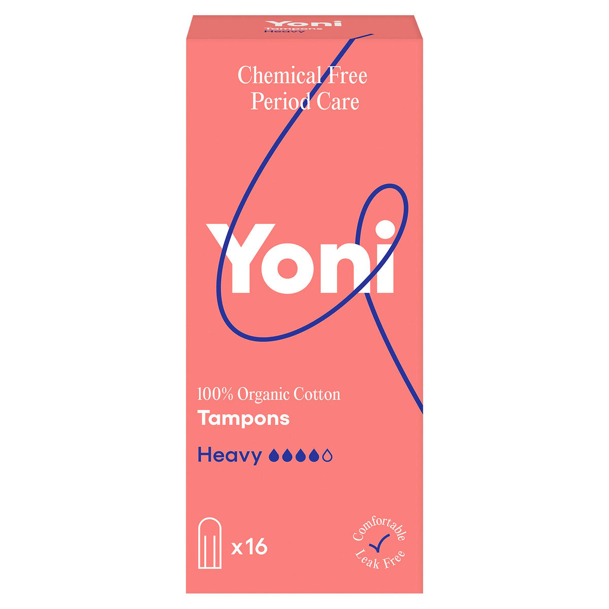 Yoni organic cotton non applicator tampons heavy x16 - British product