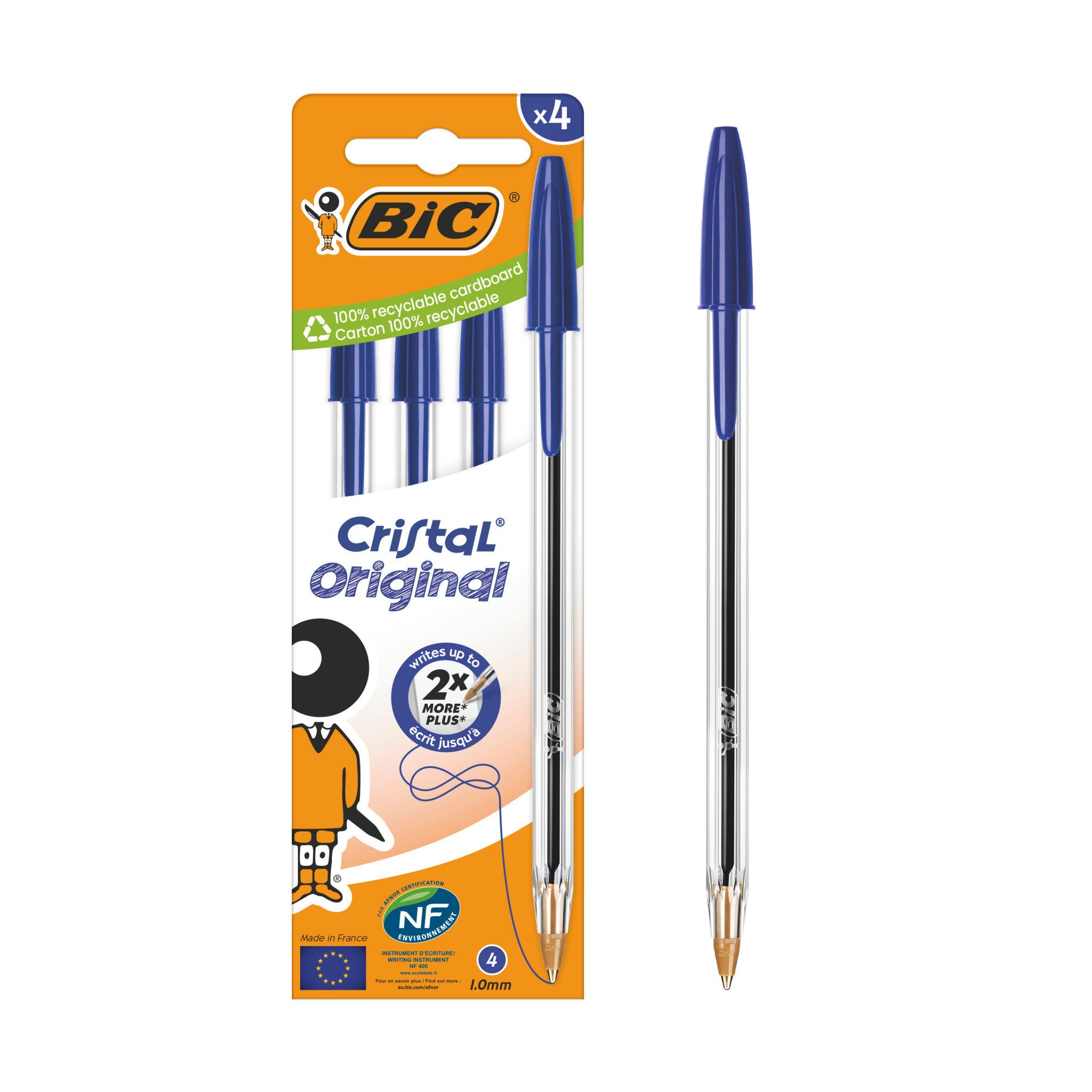 BIC Cristal blue ballpoint pens 4 pack - British product