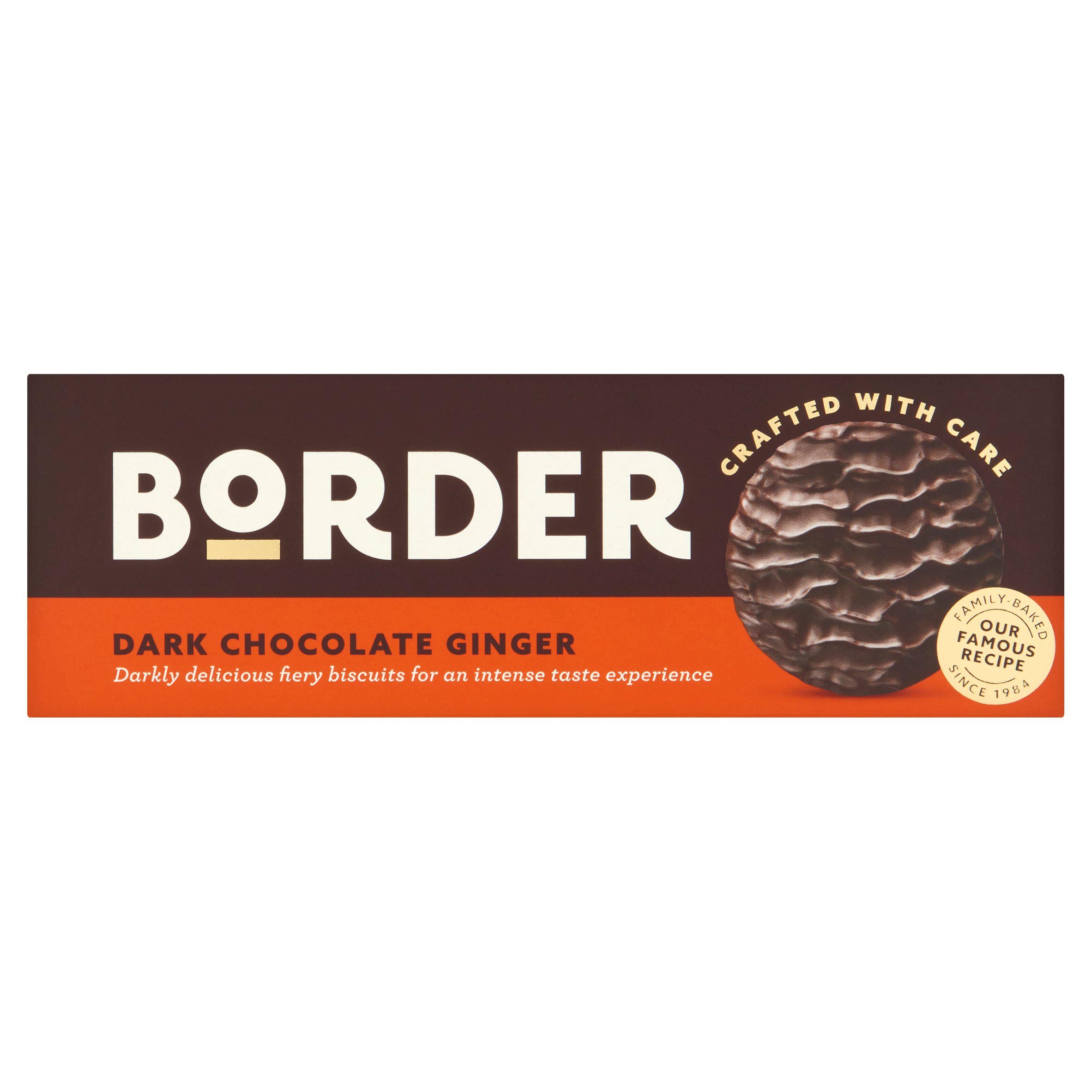 Border dark chocolate and ginger biscuits 150g, UK version
