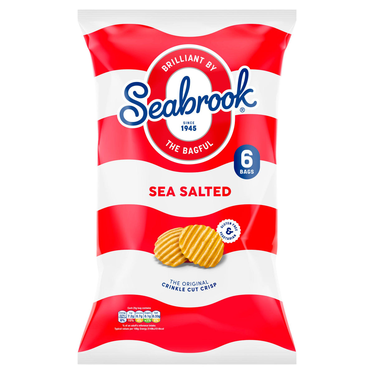 Seabrook crisps sea salted 6x25g - British product