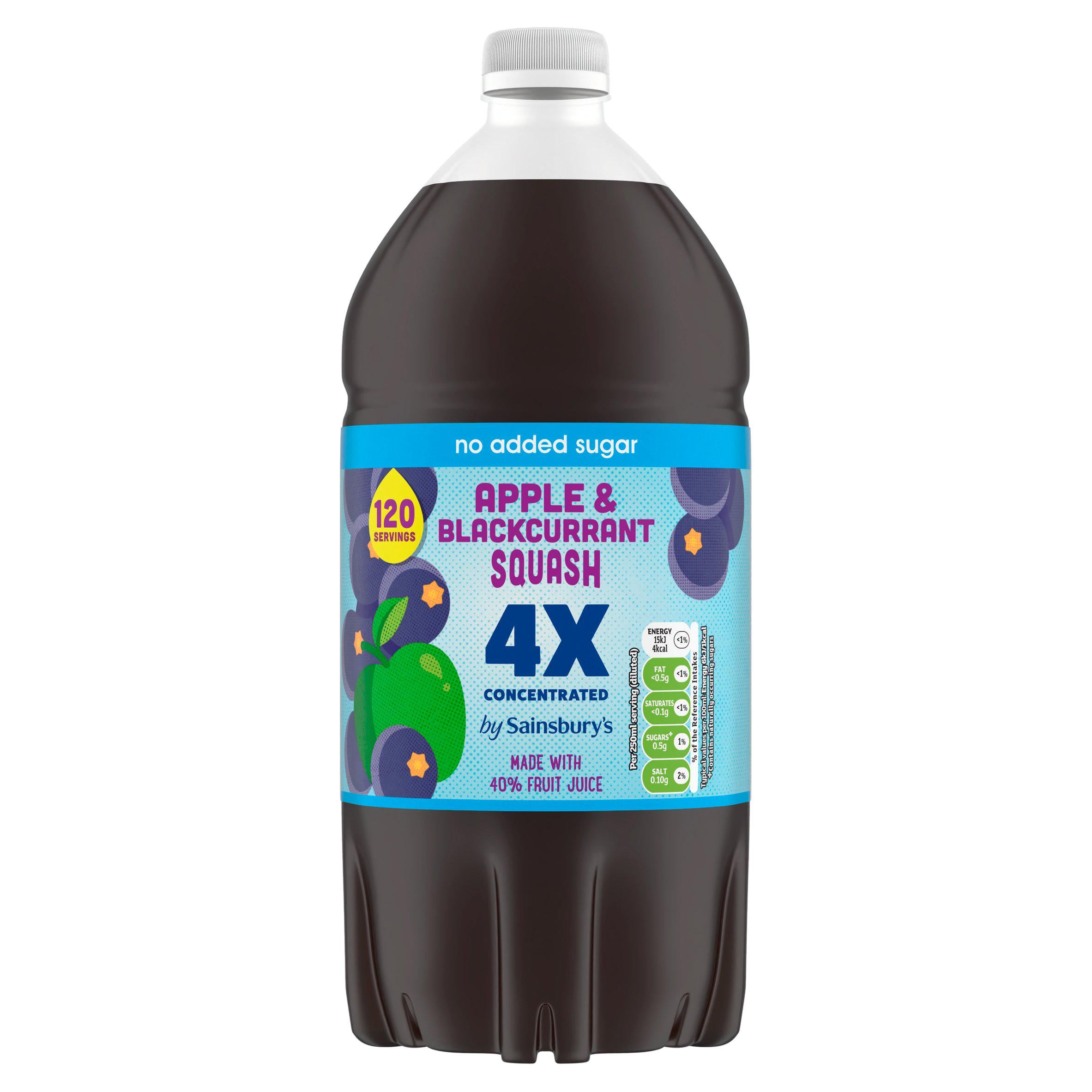 Sainsbury's apple and blackcurrant squash 1.5L, imported from the UK