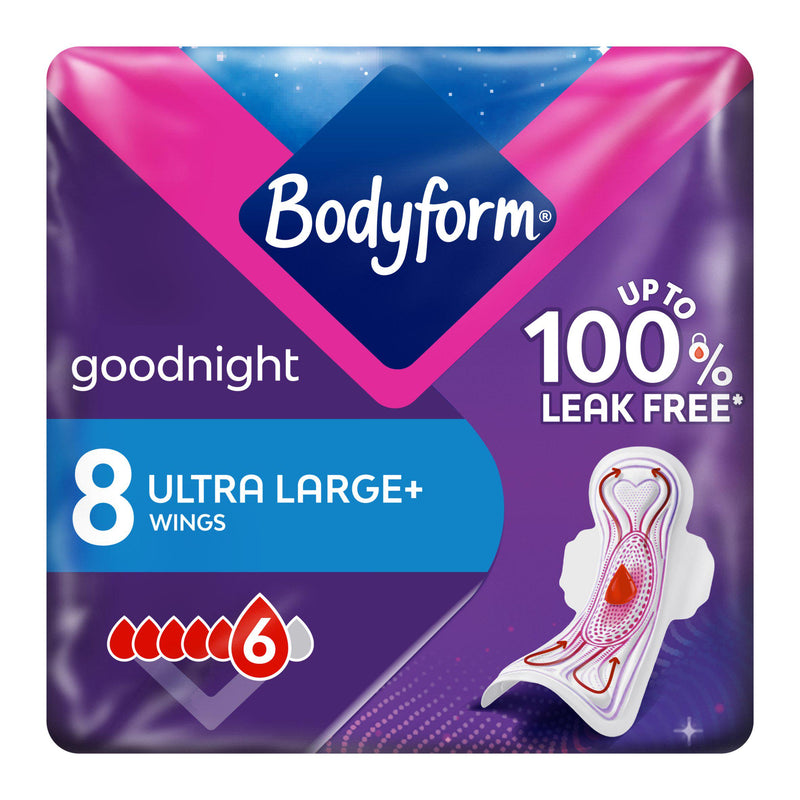 Bodyform Night sanitary towels wings x8 - British product