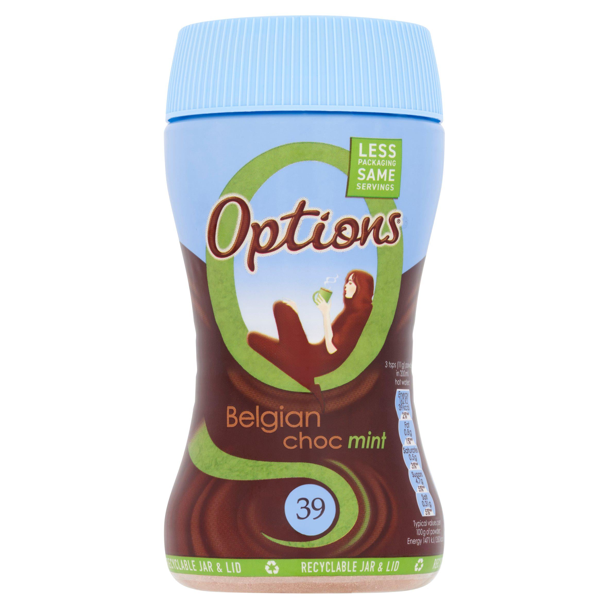Options instant hot chocolate mint drink 220g - British product
